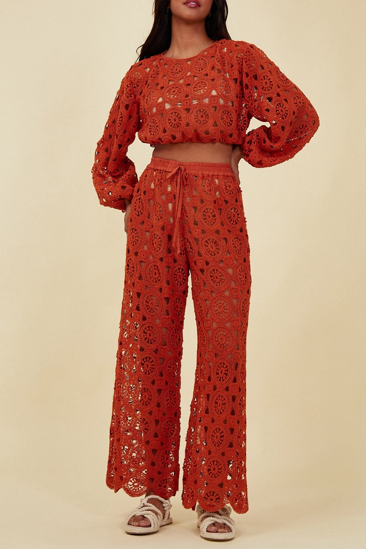 Samar Long Sleeved Top in Terracota - shop-olivia.com