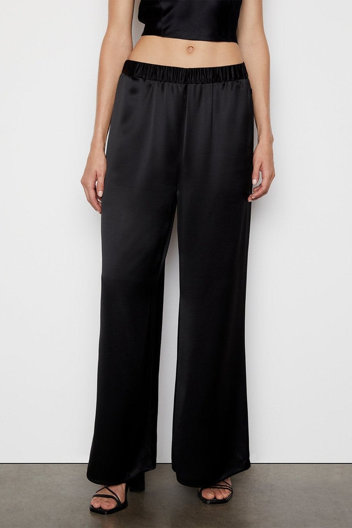 Satin PJ Pant in Noir - shop-olivia.com
