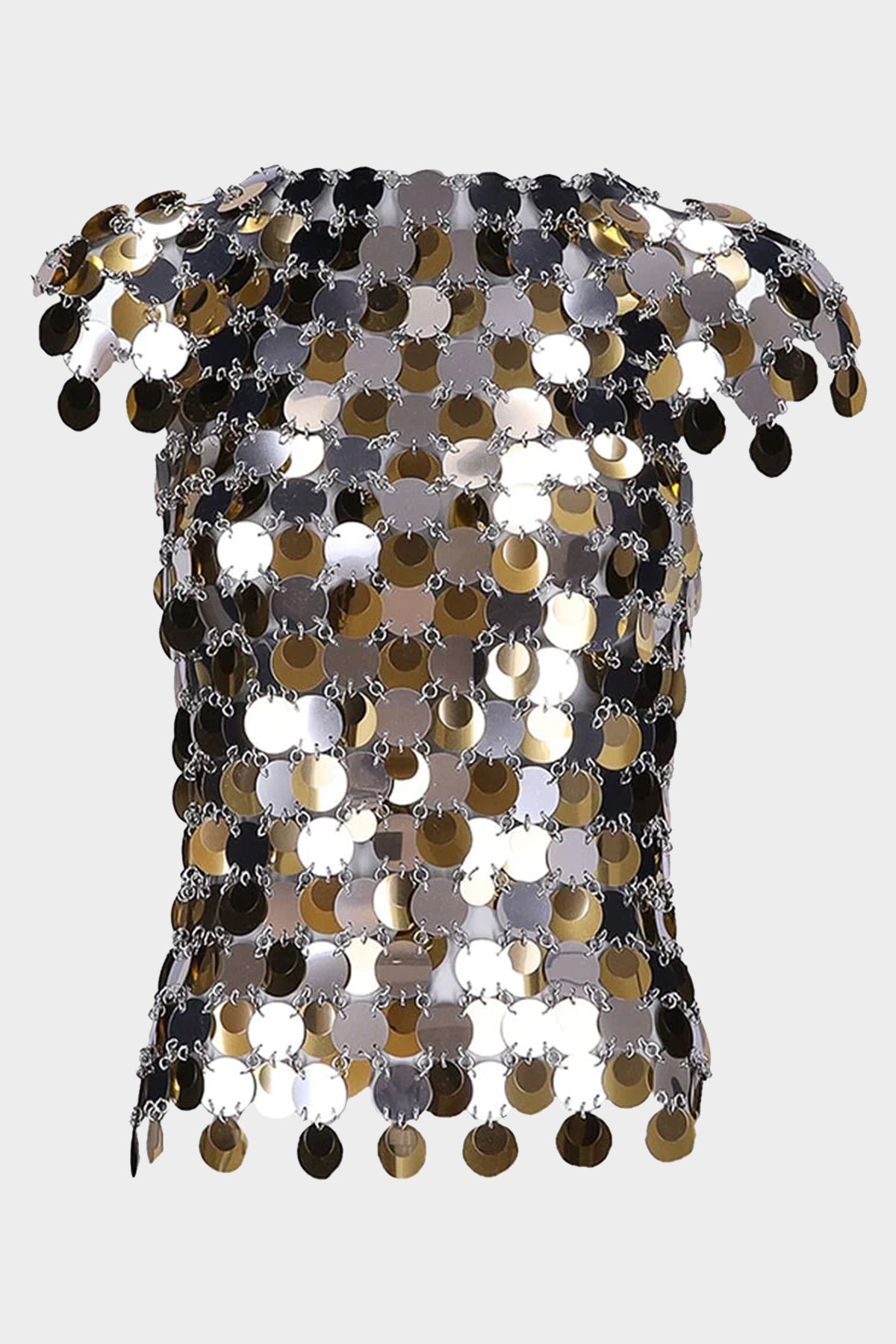 Sequin-Embellished Short Sleeve Top in Silver Gold - shop-olivia.com