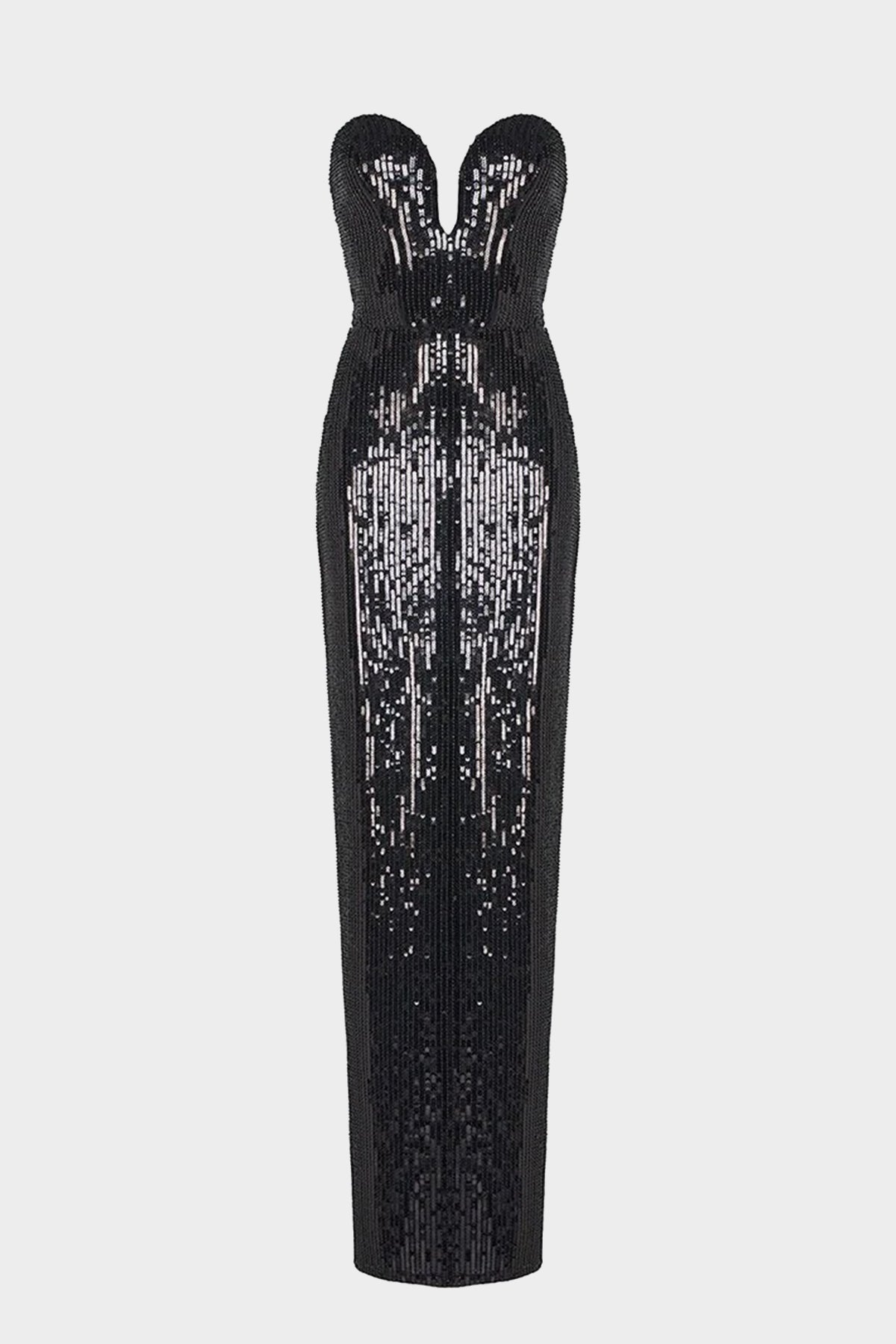 Sequined Corset Maxi Dress in Black - shop-olivia.com