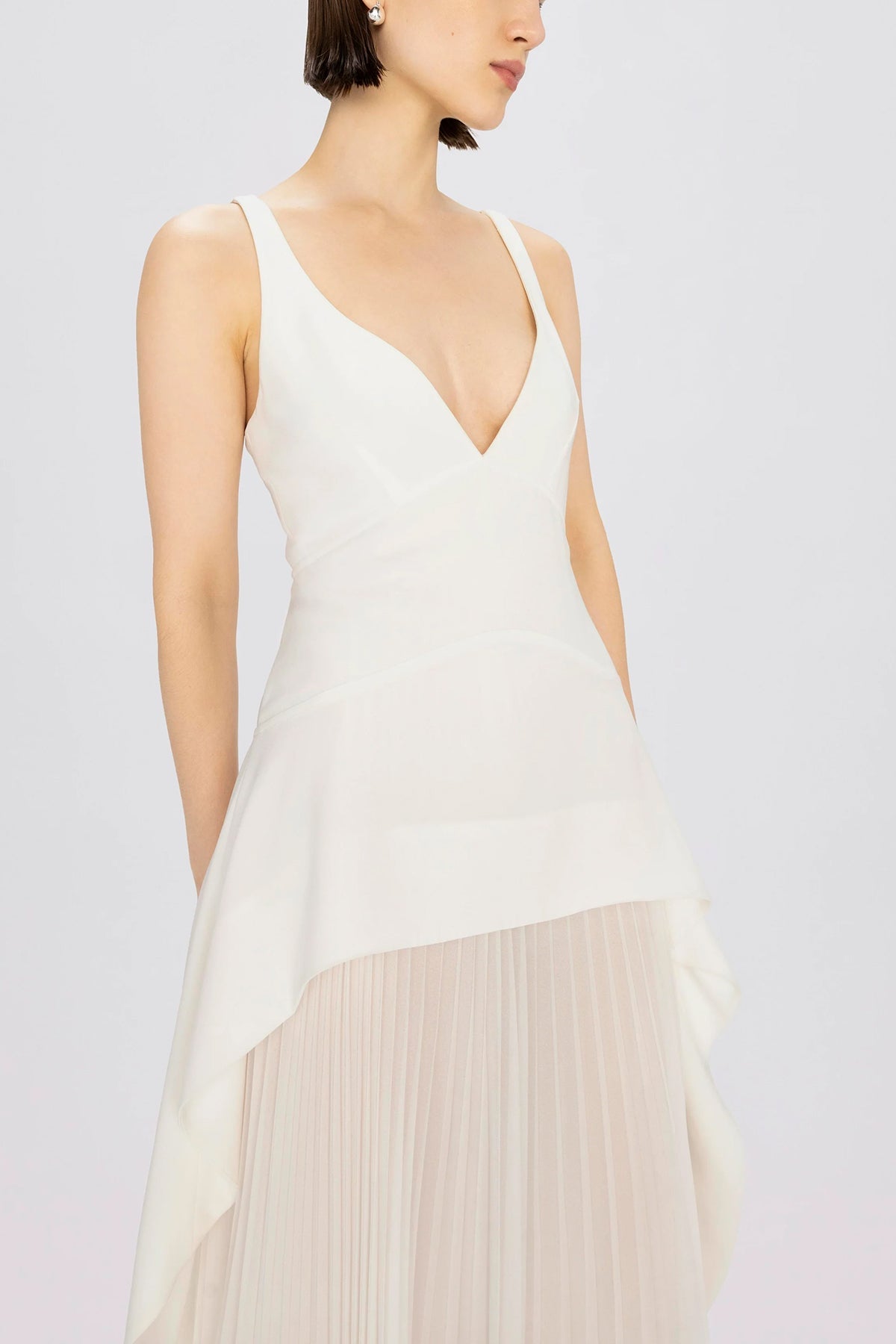 Sequoia Sleeveless V-Neck Midi Dress in White - shop-olivia.com