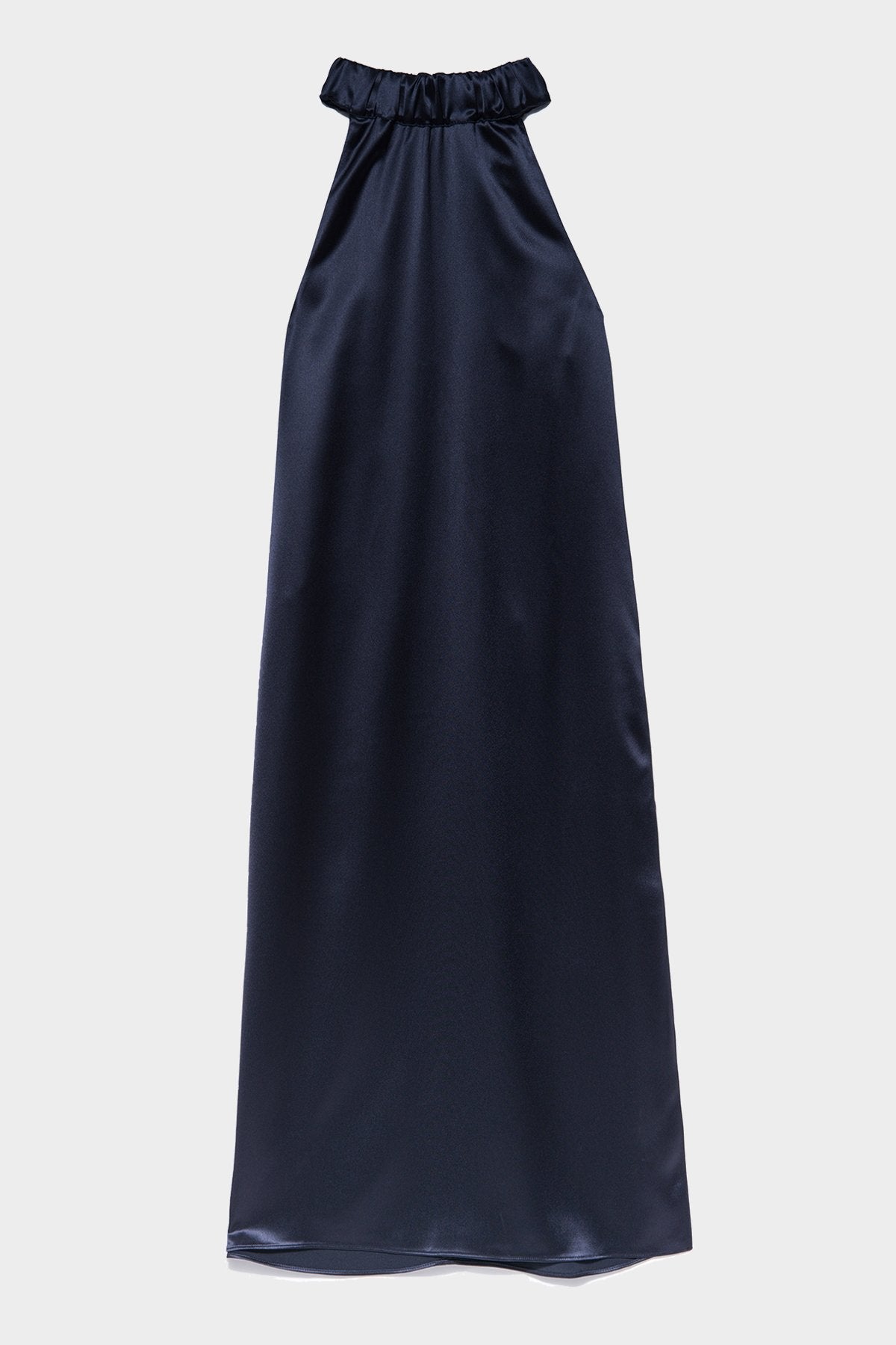 Shirred Halter Dress in Navy - shop-olivia.com