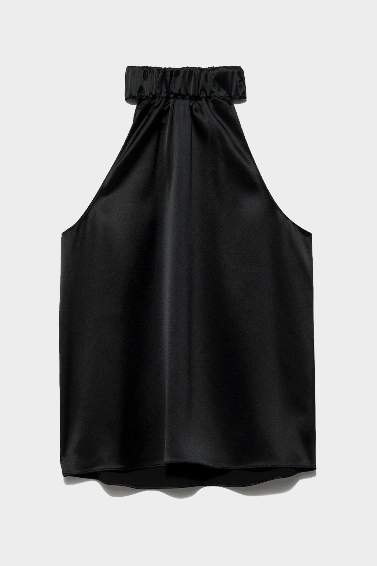 Shirred Halter Top in Noir - shop-olivia.com
