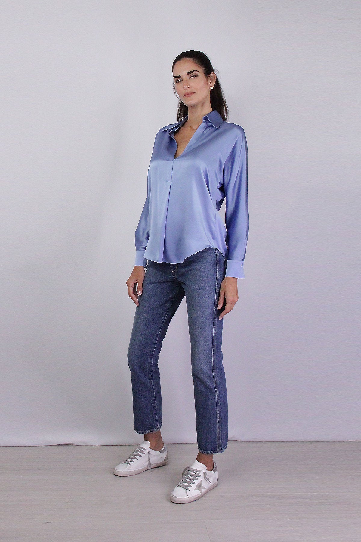 Silk Shaped Collar Popover in Kyanite - shop-olivia.com