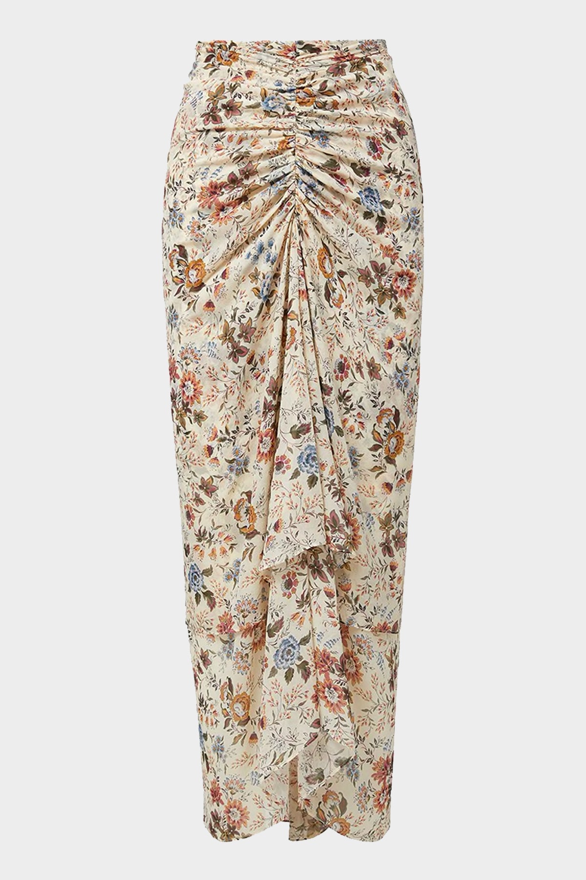 Sira Floral Silk-Georgette Skirt in Ecru Multi - shop-olivia.com