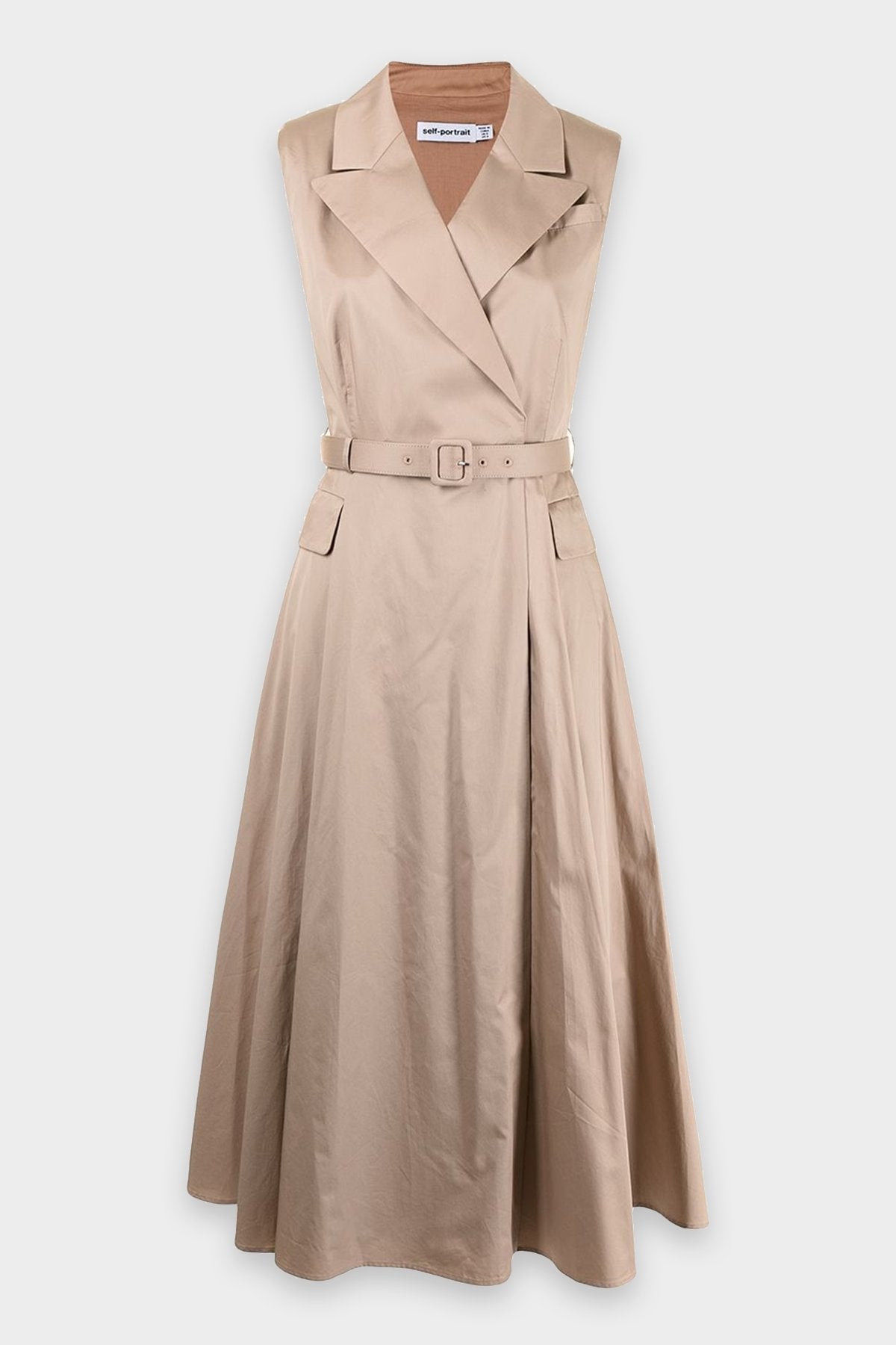 Sleeveless Tailored Midi Dress in Latte - shop-olivia.com