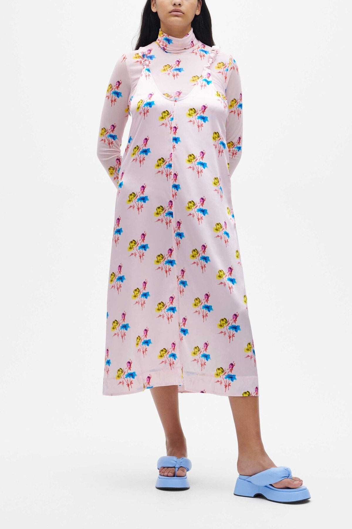 Slip Mini Dress in Floral Light Lilac - shop-olivia.com