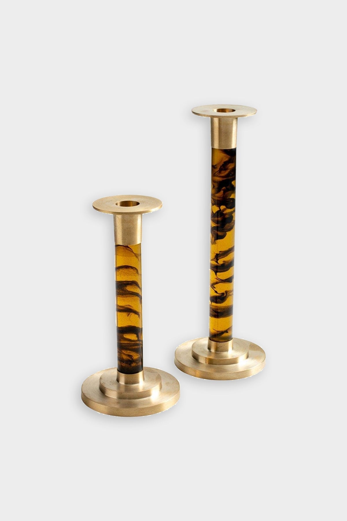 Small Brass & Resin Candlestick in Tortoiseshell - shop-olivia.com