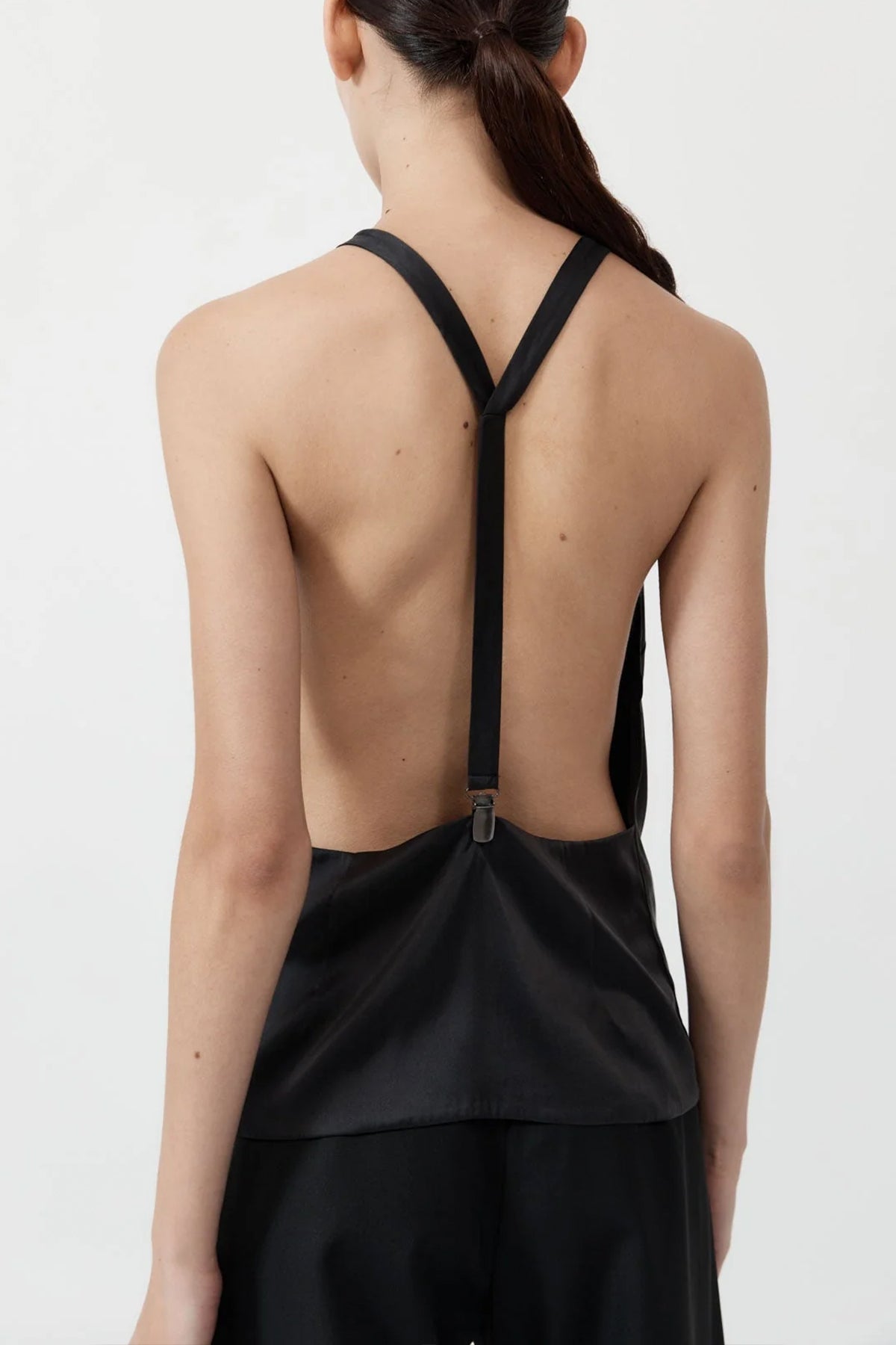 Soft Silk Suspender Top in Black - shop-olivia.com
