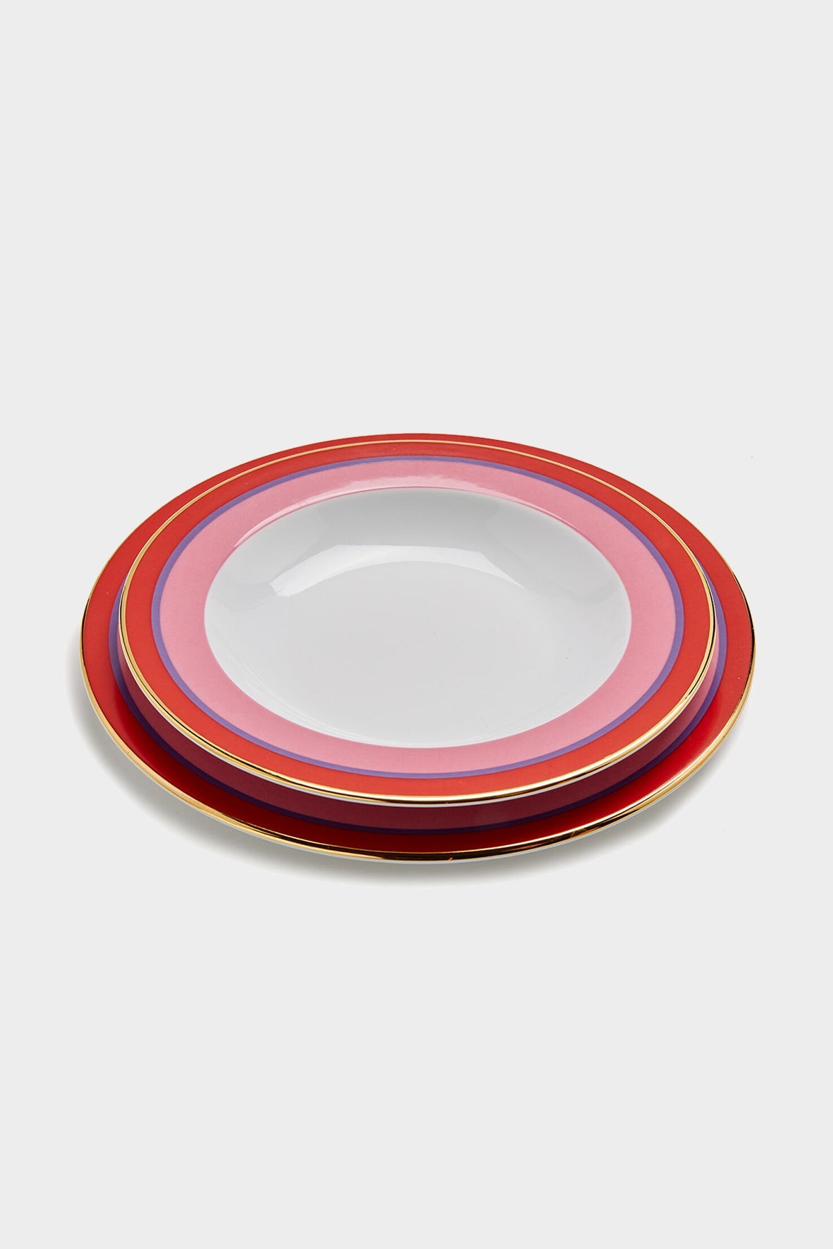 Soup and Dinner Plate Set of 2 in Rainbow Rosa - shop-olivia.com
