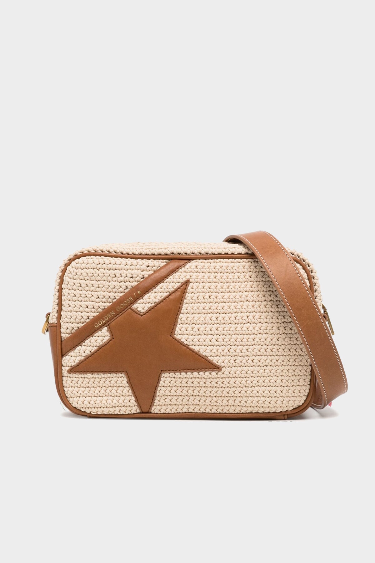 Star-Bag Crochet Body and Leather Shoulder Bag in Brown