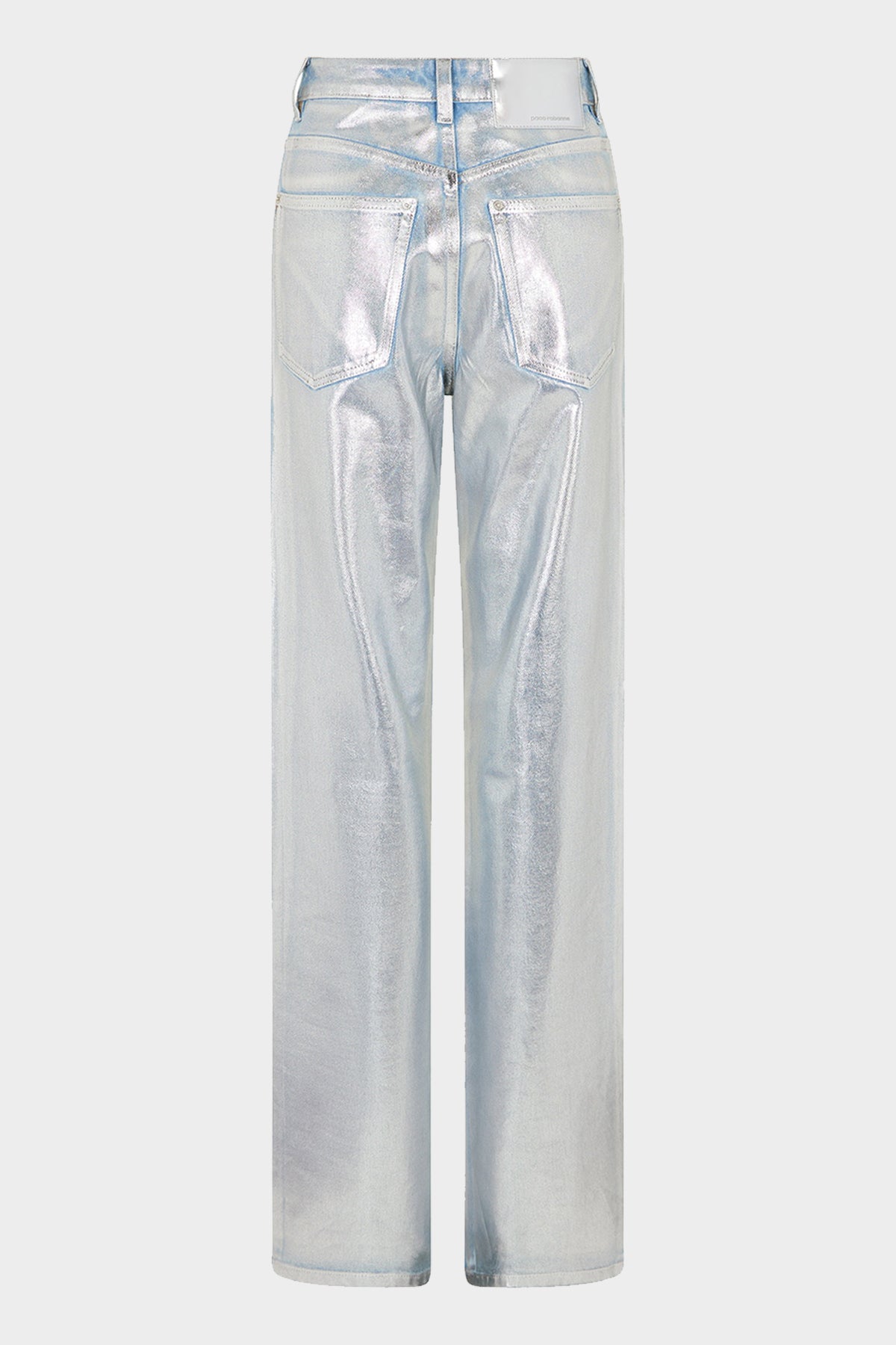 Straight Metallic Paint Effect Jeans in Light Silver - shop-olivia.com
