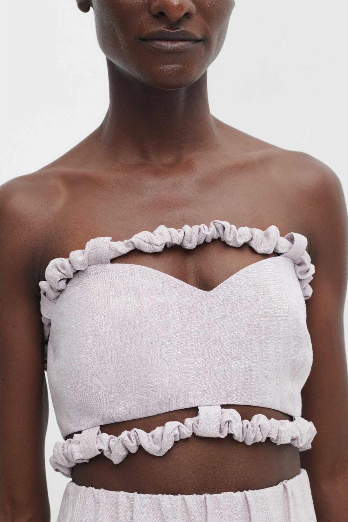 Strapless Crop Top in Light Lilac - shop-olivia.com