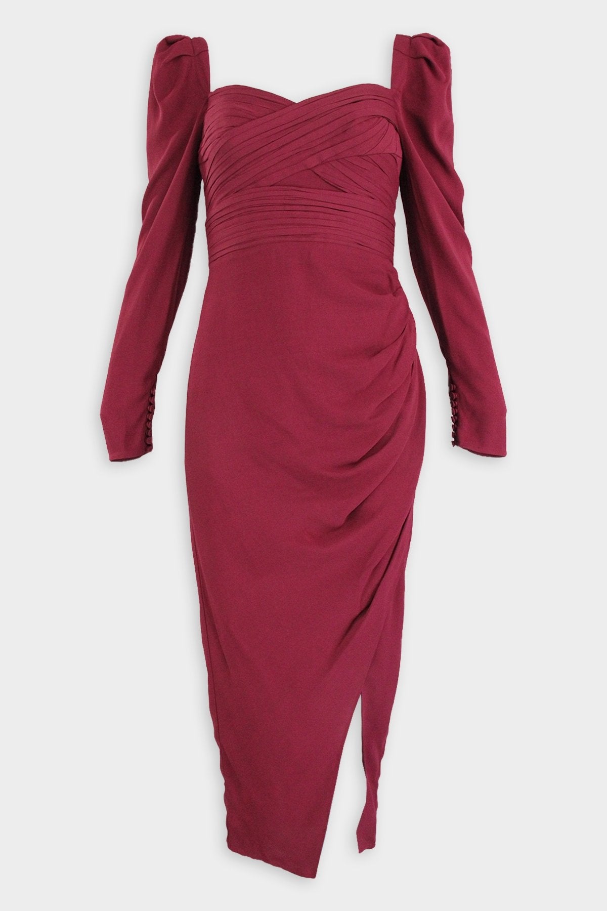 Stretch Crepe Wrap Midi Dress in Cabernet Stretch Crepe Wrap Midi Dress in Cabernet