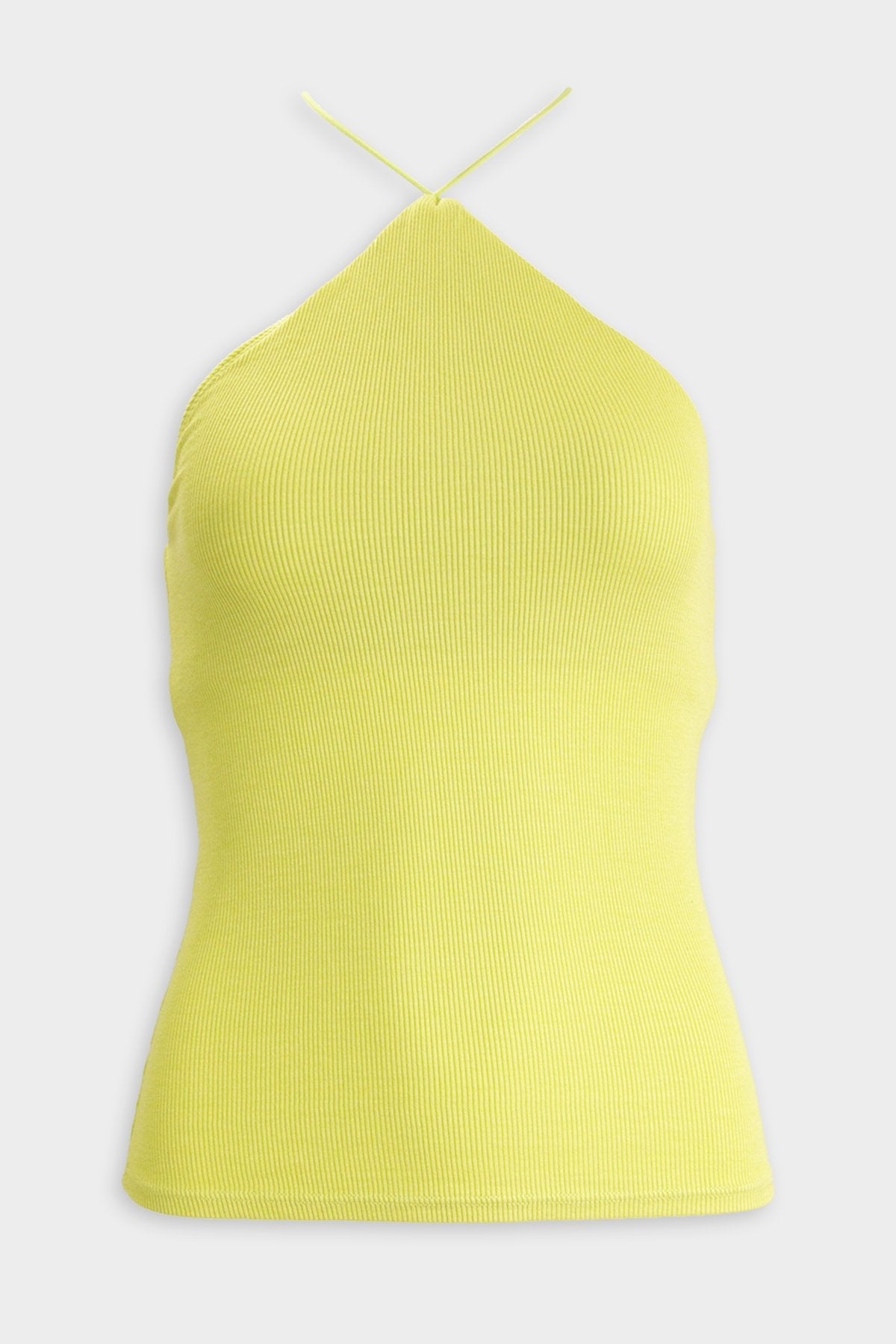 Stretch Silk Knit Halter Tank in Lime