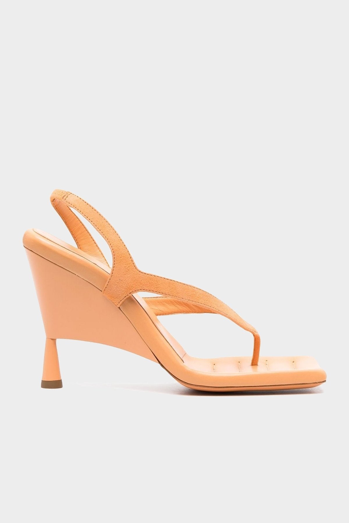 Suede Thong Wedge Sandal in Light Orange - shop-olivia.com