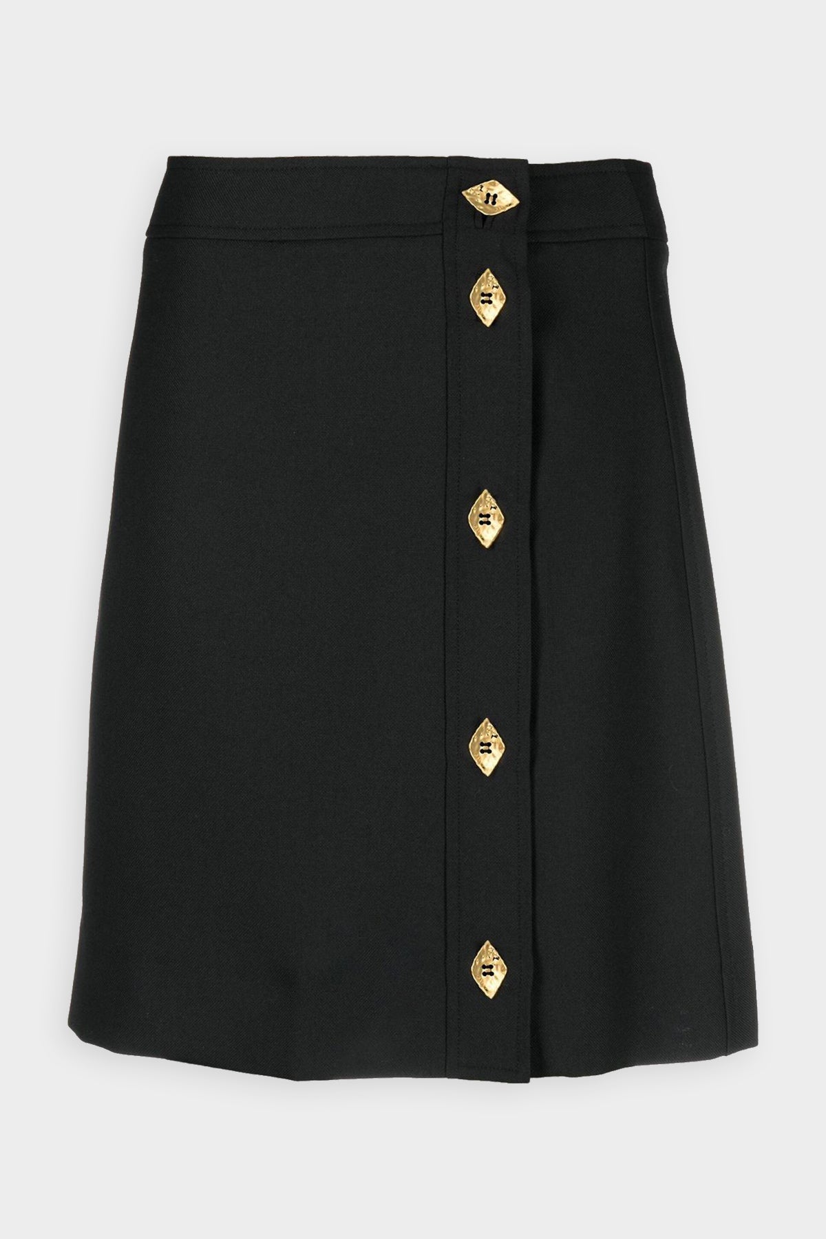 Summer Suiting Button Closure Mini Skirt in Black - shop-olivia.com