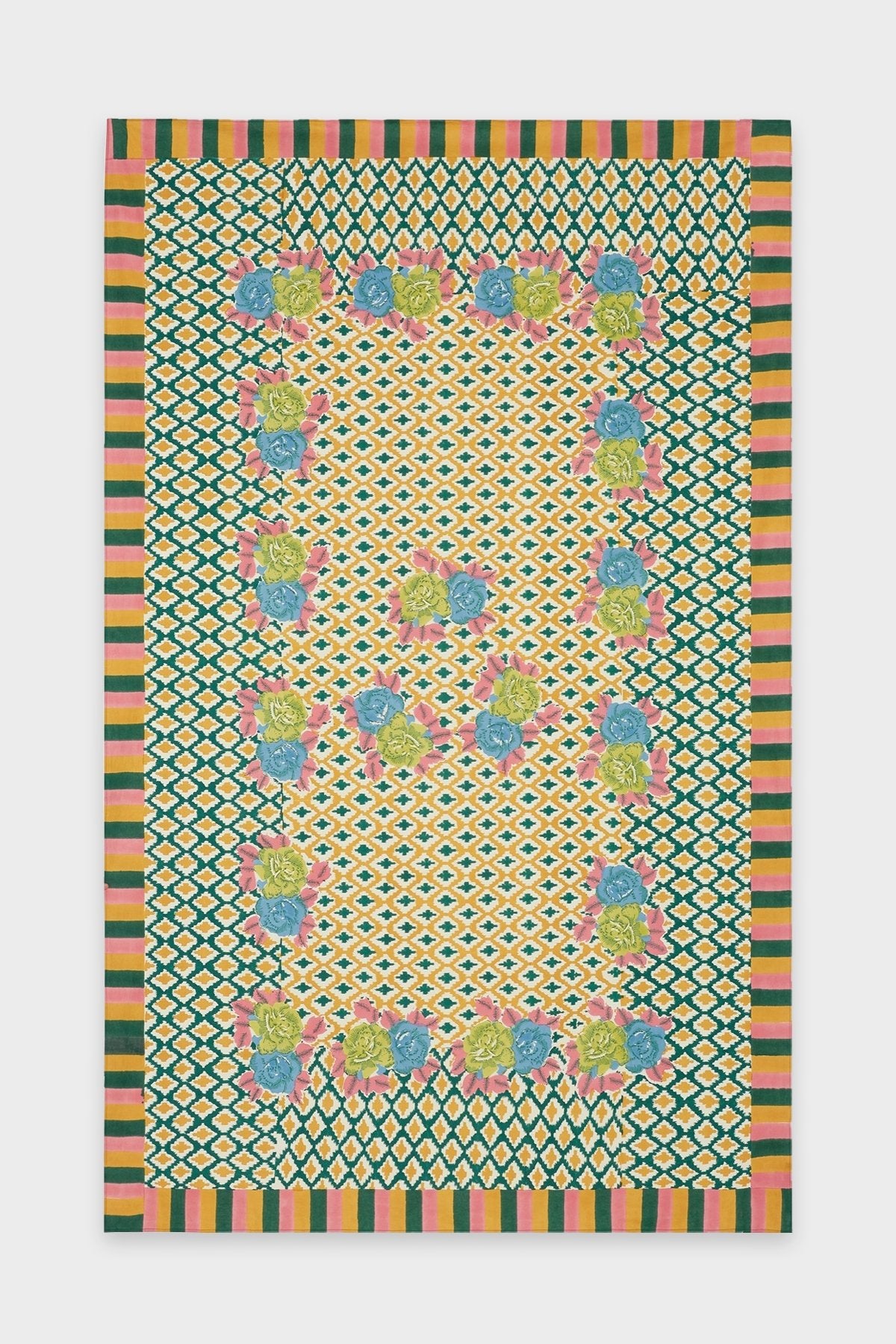 Tablecloth Hima Big Flower 180x270 in Peacock Gold - shop-olivia.com