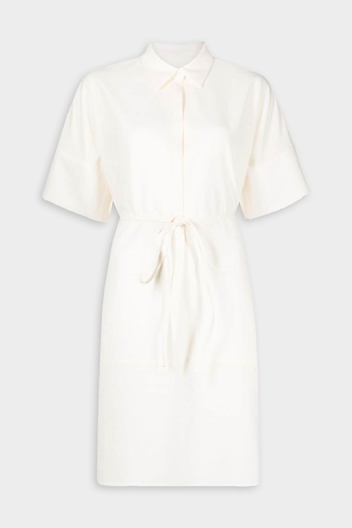 Tie Waist Shirt Dress in Cream - shop-olivia.com