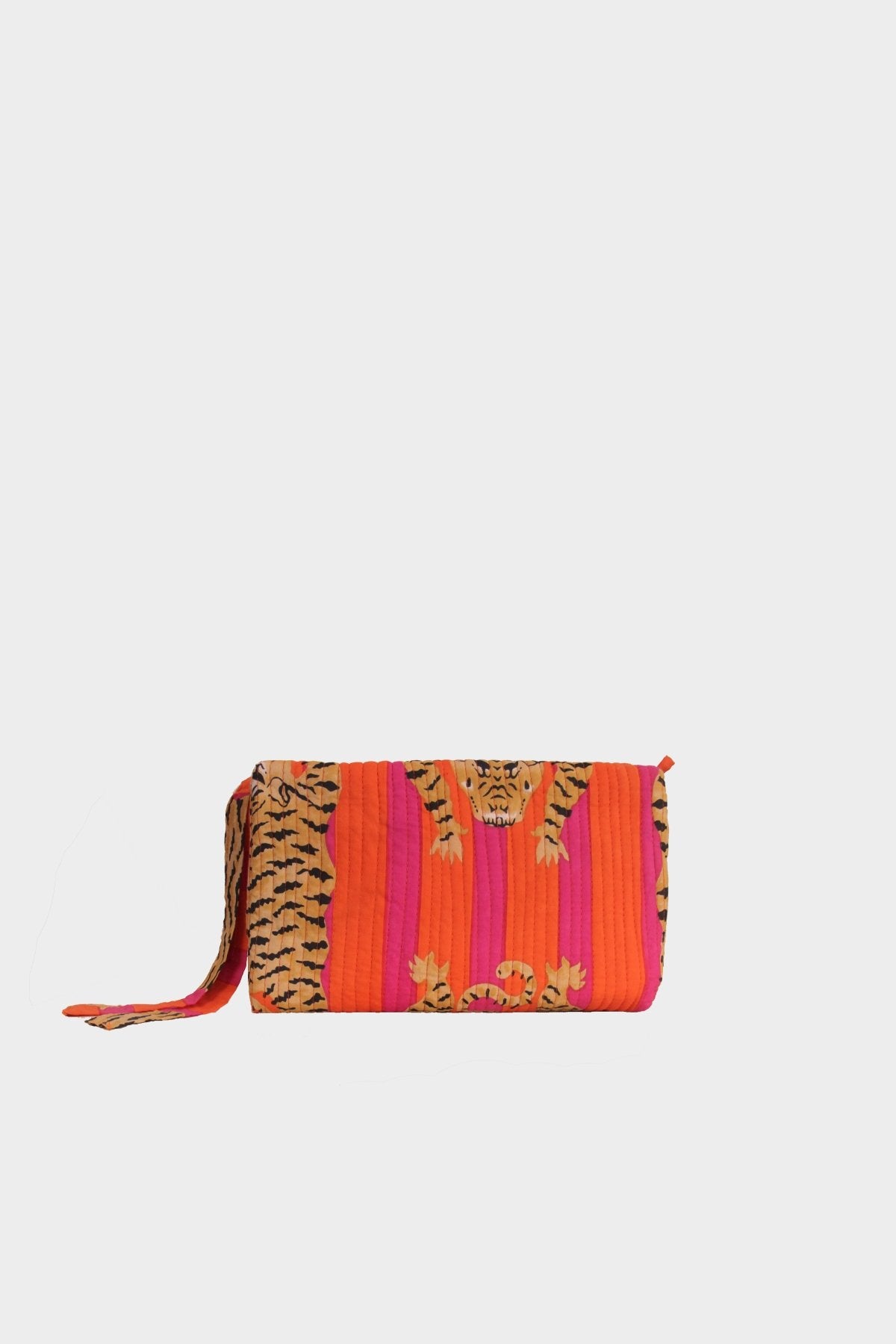 Tiger Color Stripes Pouch in Fuchsia and Orange - shop-olivia.com