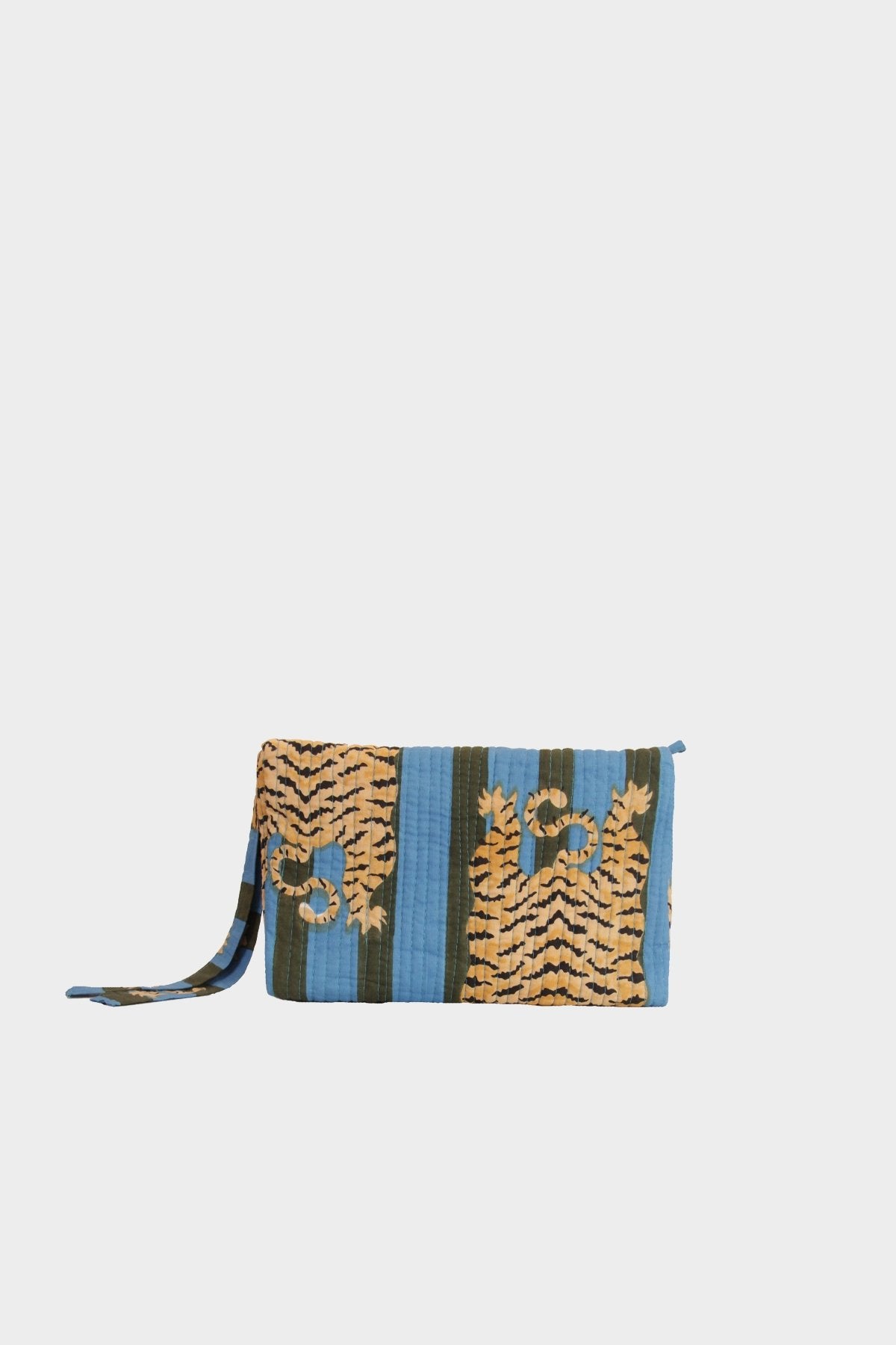 Tiger Color Stripes Pouch in Green and Blue - shop-olivia.com