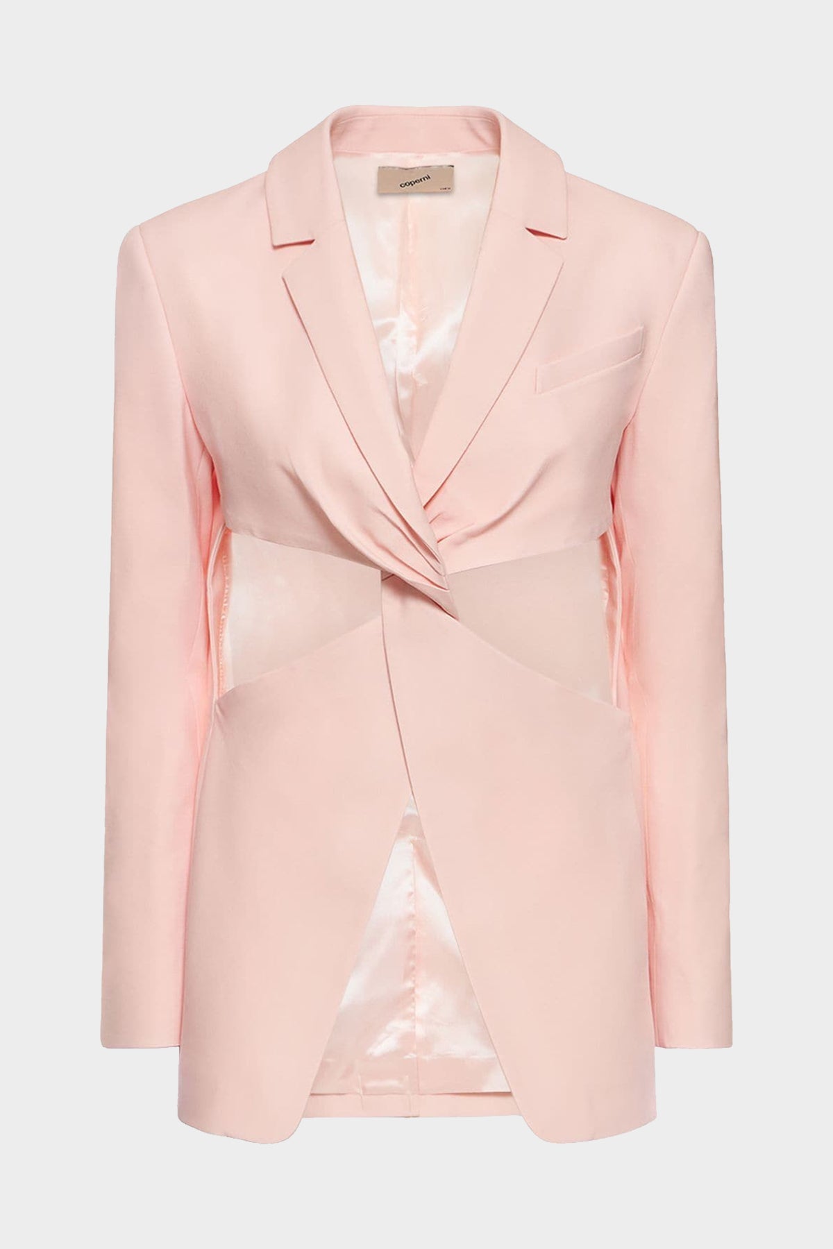 Twisted Cut-Out Tailored Jacket in Blush - shop-olivia.com