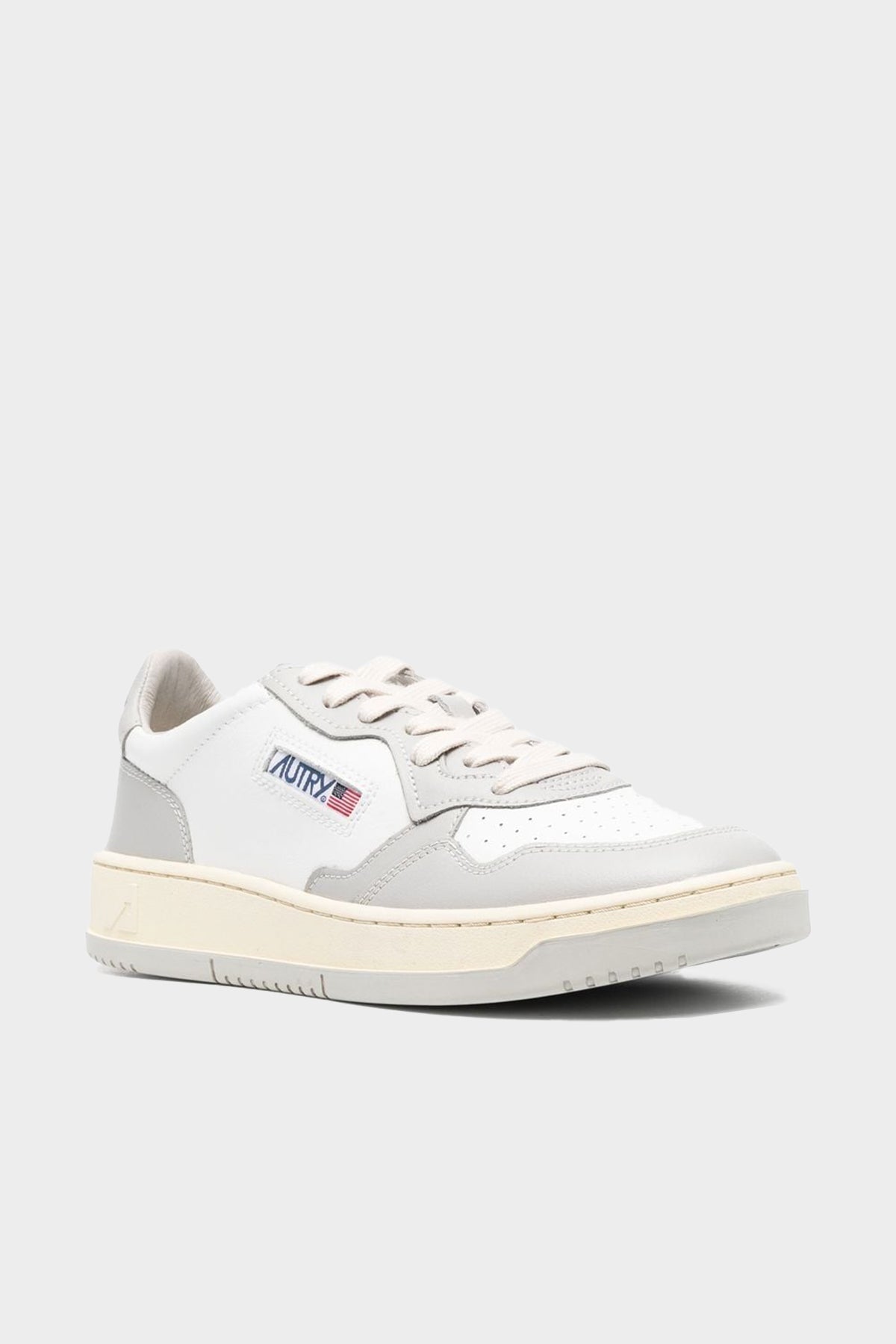 Two-Tone Medalist Low Leather Men Sneaker in White and Vapor - shop-olivia.com