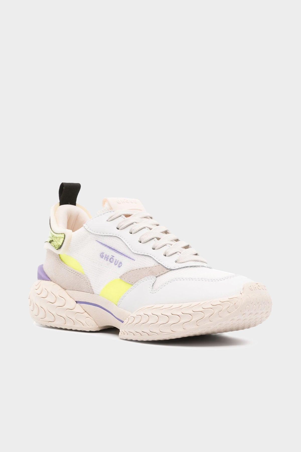 Tyre Mesh & Leather Sneakers in White Violet - shop-olivia.com