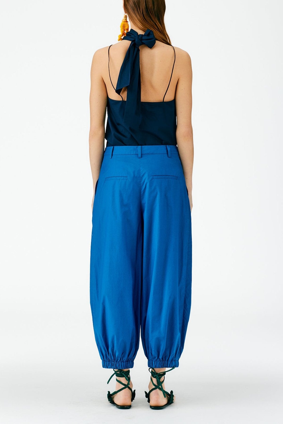 Vintage Cotton Pleated Balloon Pant in Serene Blue - shop-olivia.com