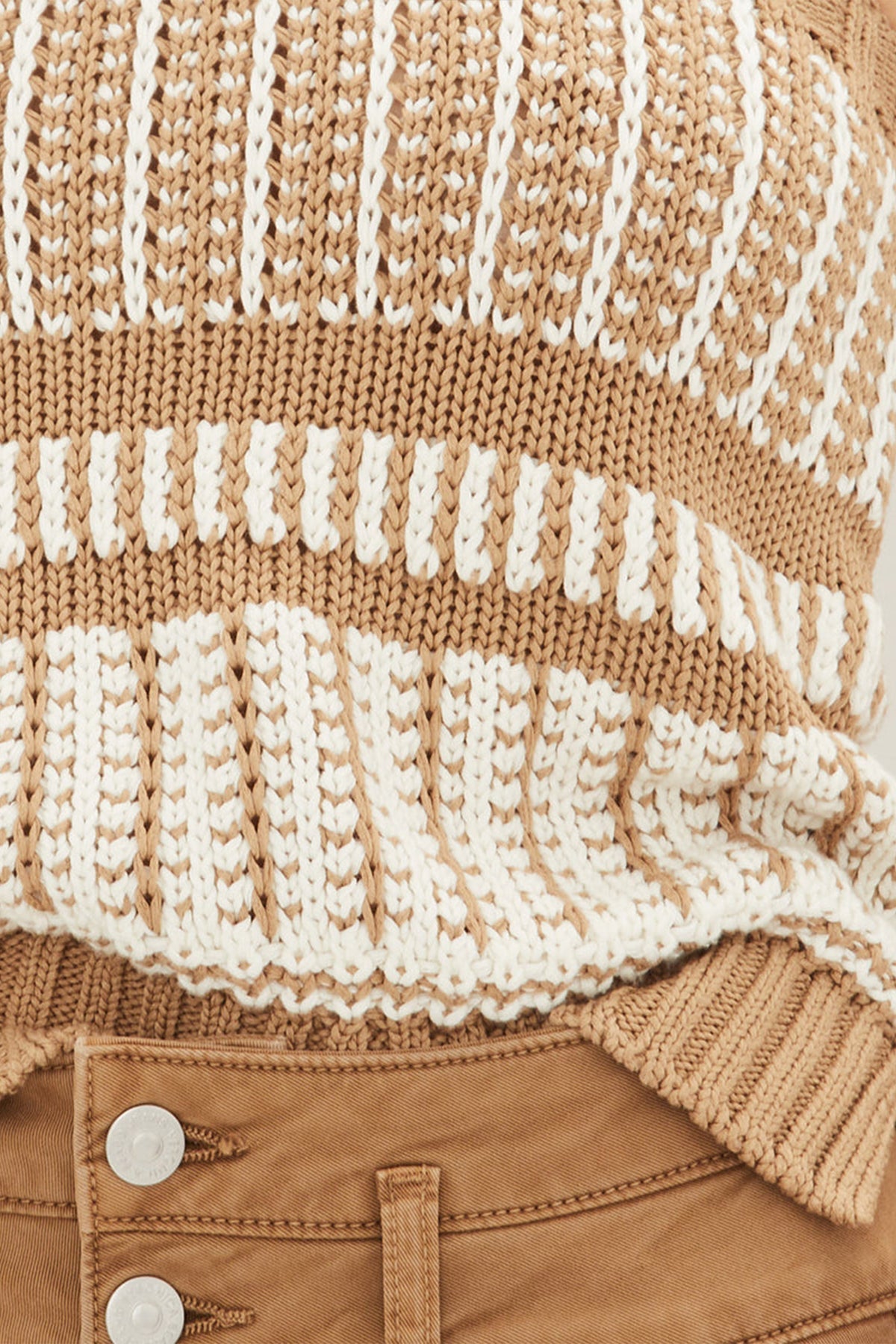 Voya Knit Tank Top in Khaki White - shop-olivia.com