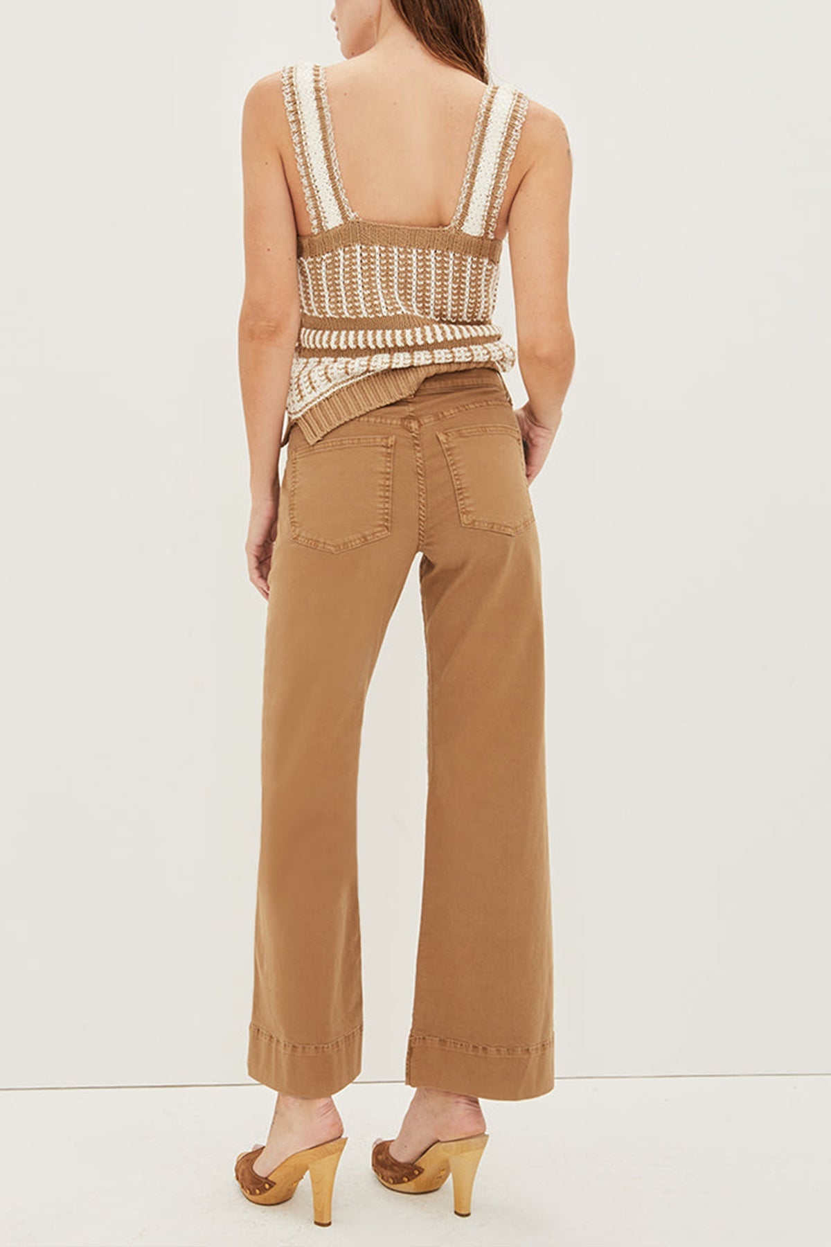 Voya Knit Tank Top in Khaki White - shop-olivia.com