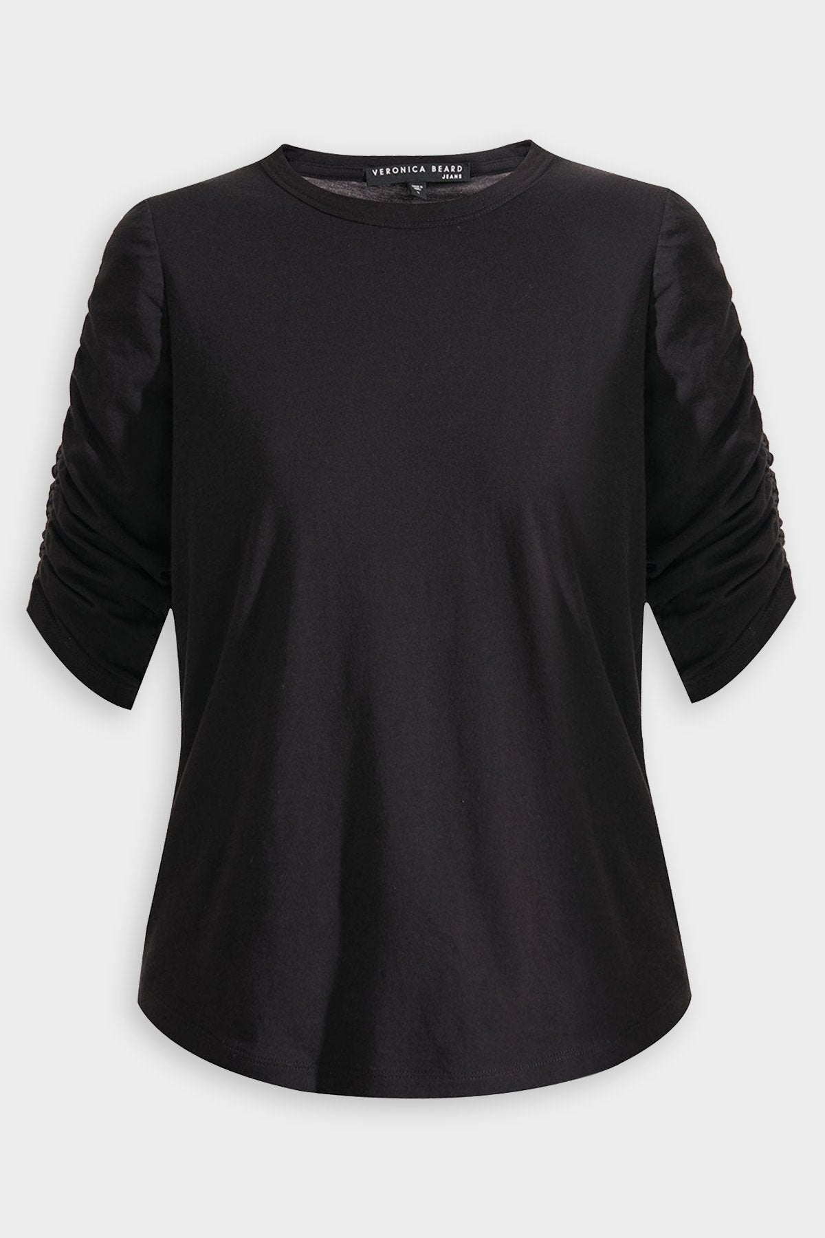 Waldorf Ruched-Sleeve Tee Top in Black - shop-olivia.com