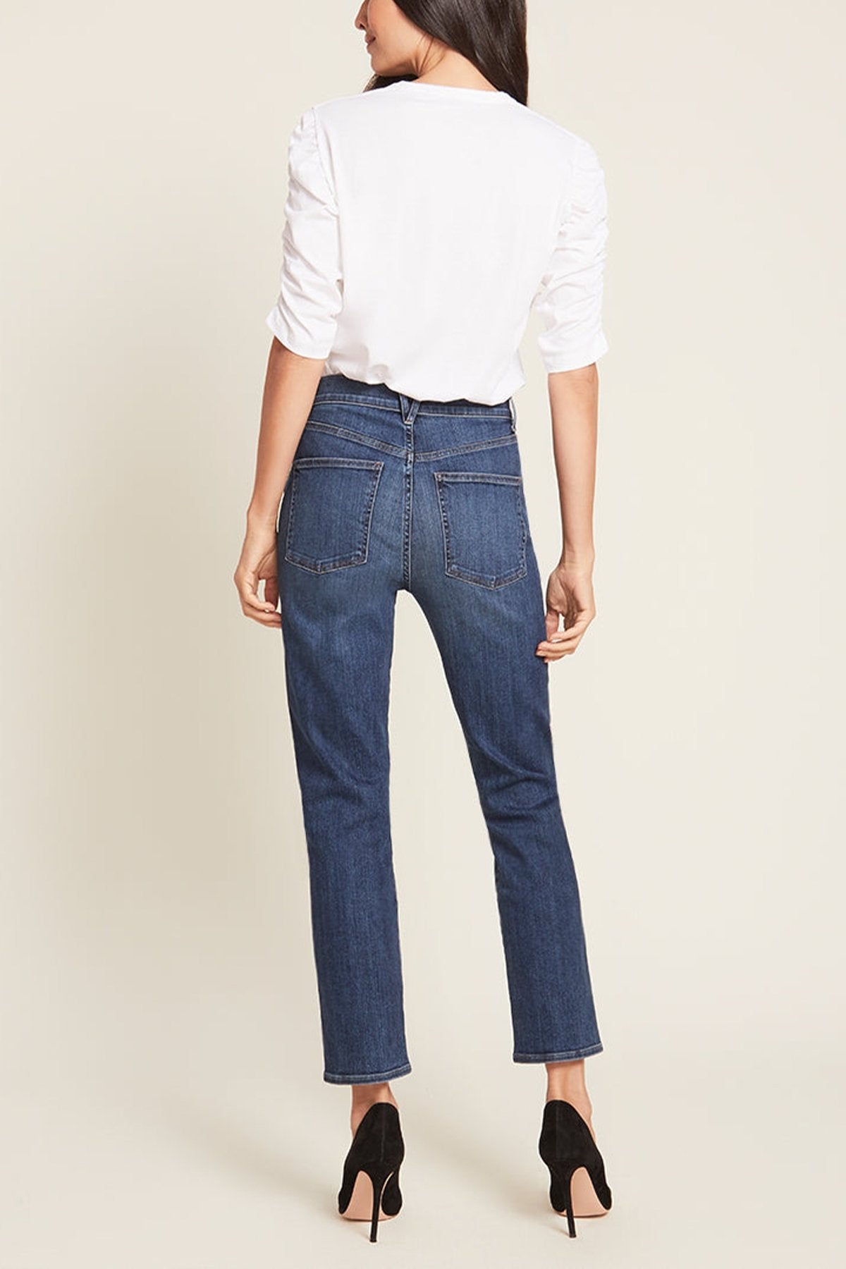 Waldorf Ruched-Sleeve Tee Top in White - shop-olivia.com