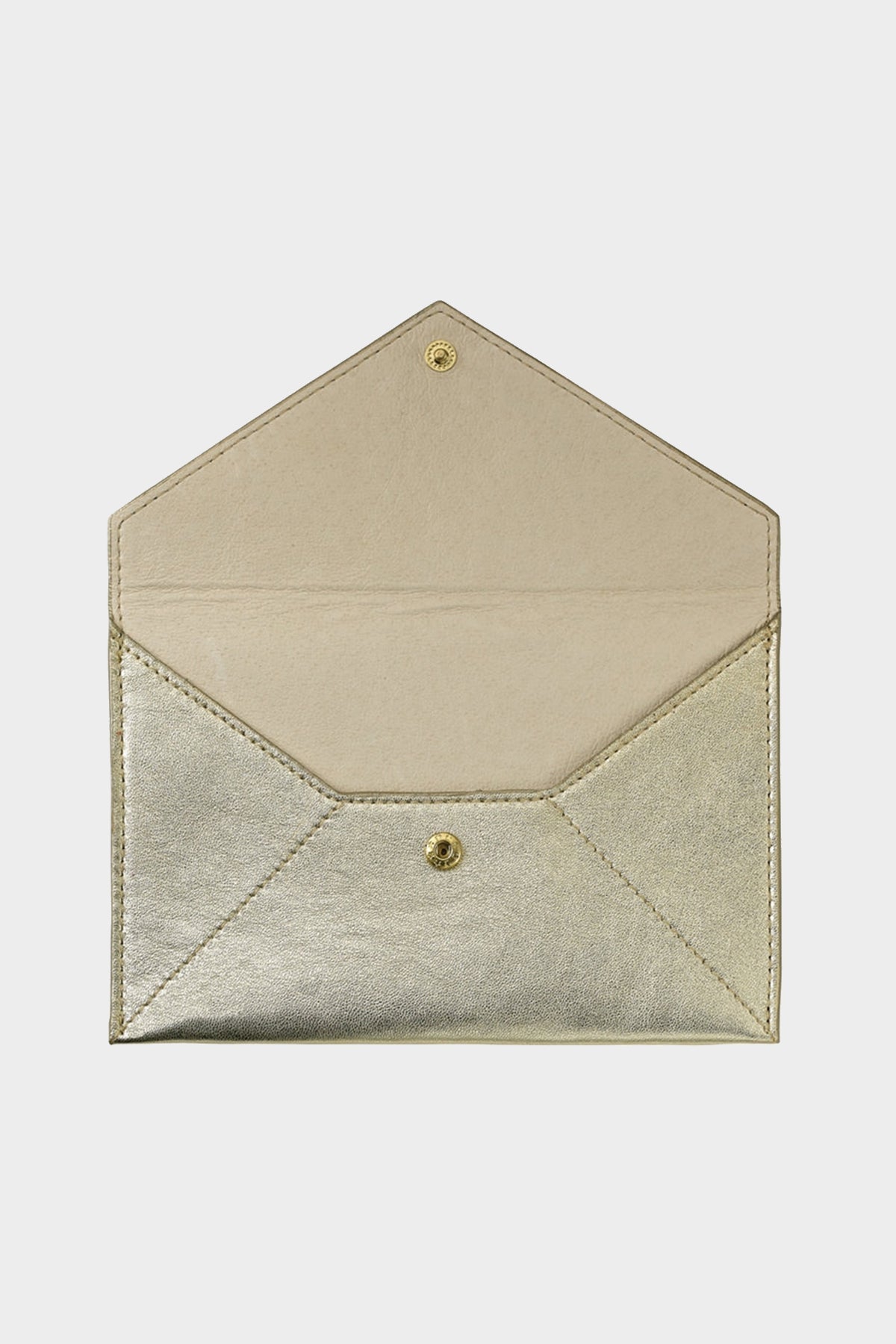 White Gold Metallic Goatskin Medium Envelope - shop-olivia.com