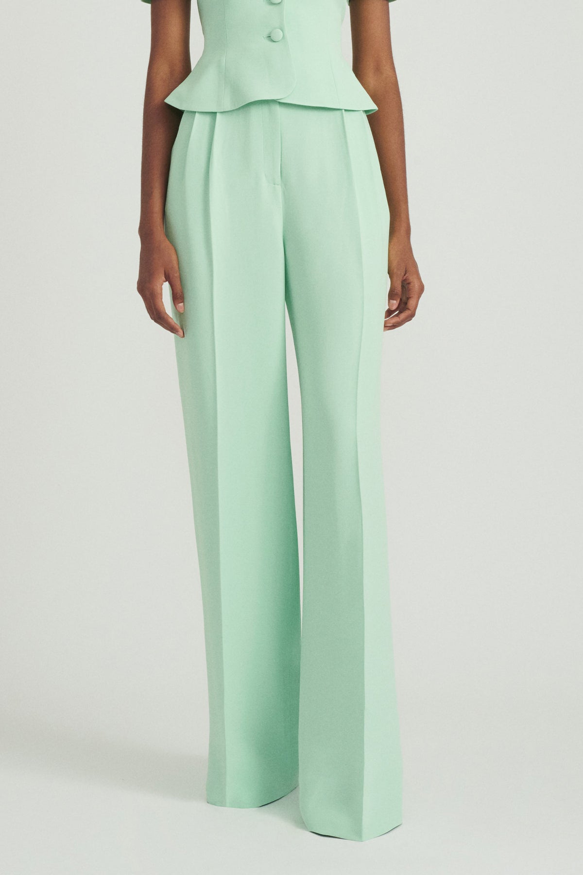 Wide Tailored Trouser in Mint - shop-olivia.com