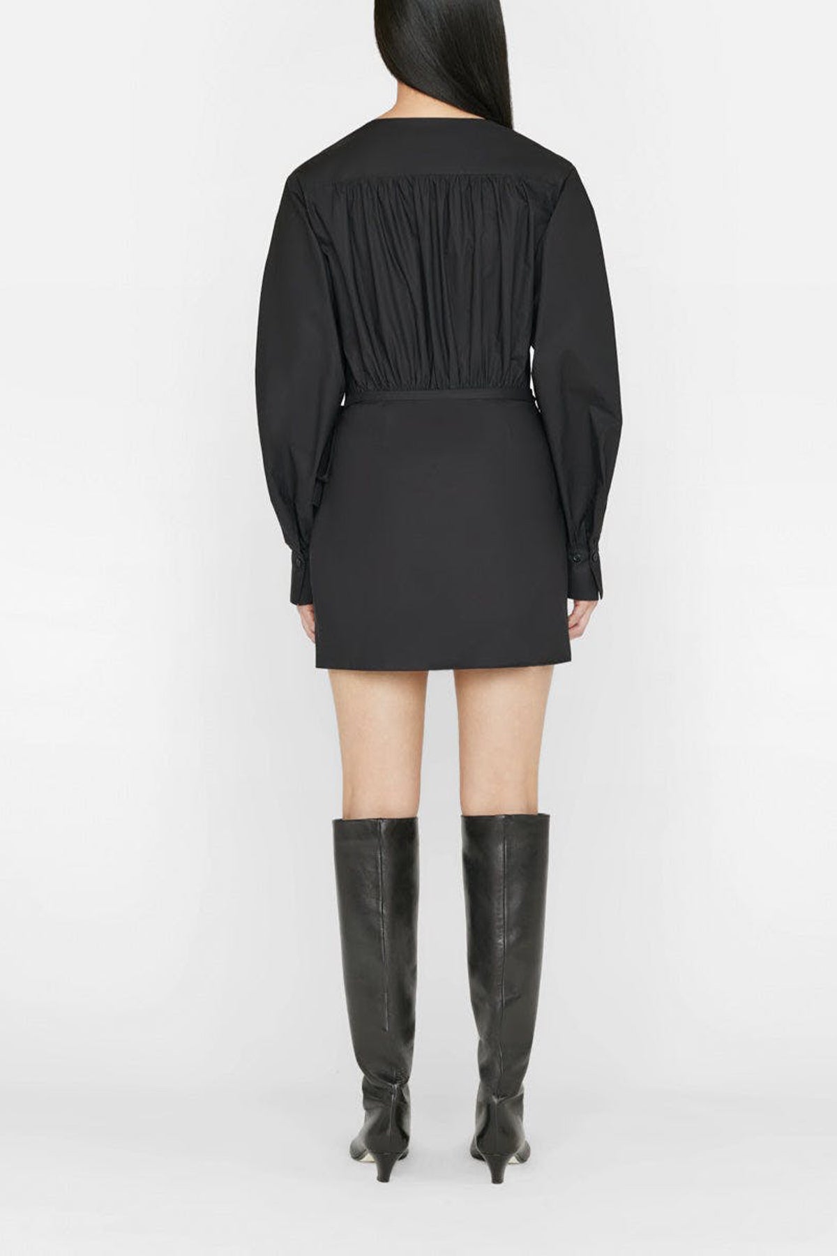 Wrap Mini Dress in Noir - shop-olivia.com