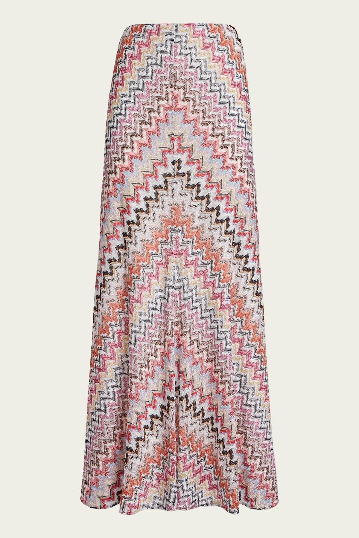 Zig-Zag Woven Long Skirt in Pink White - shop-olivia.com