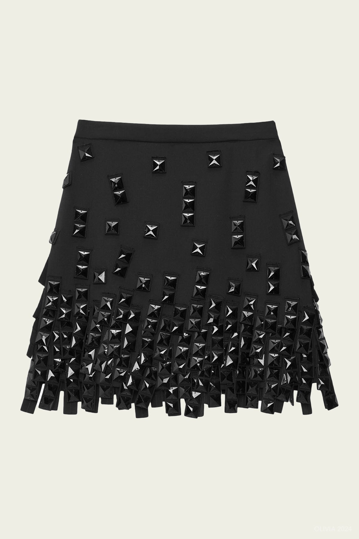 Beaded A-Line Skirt in Black