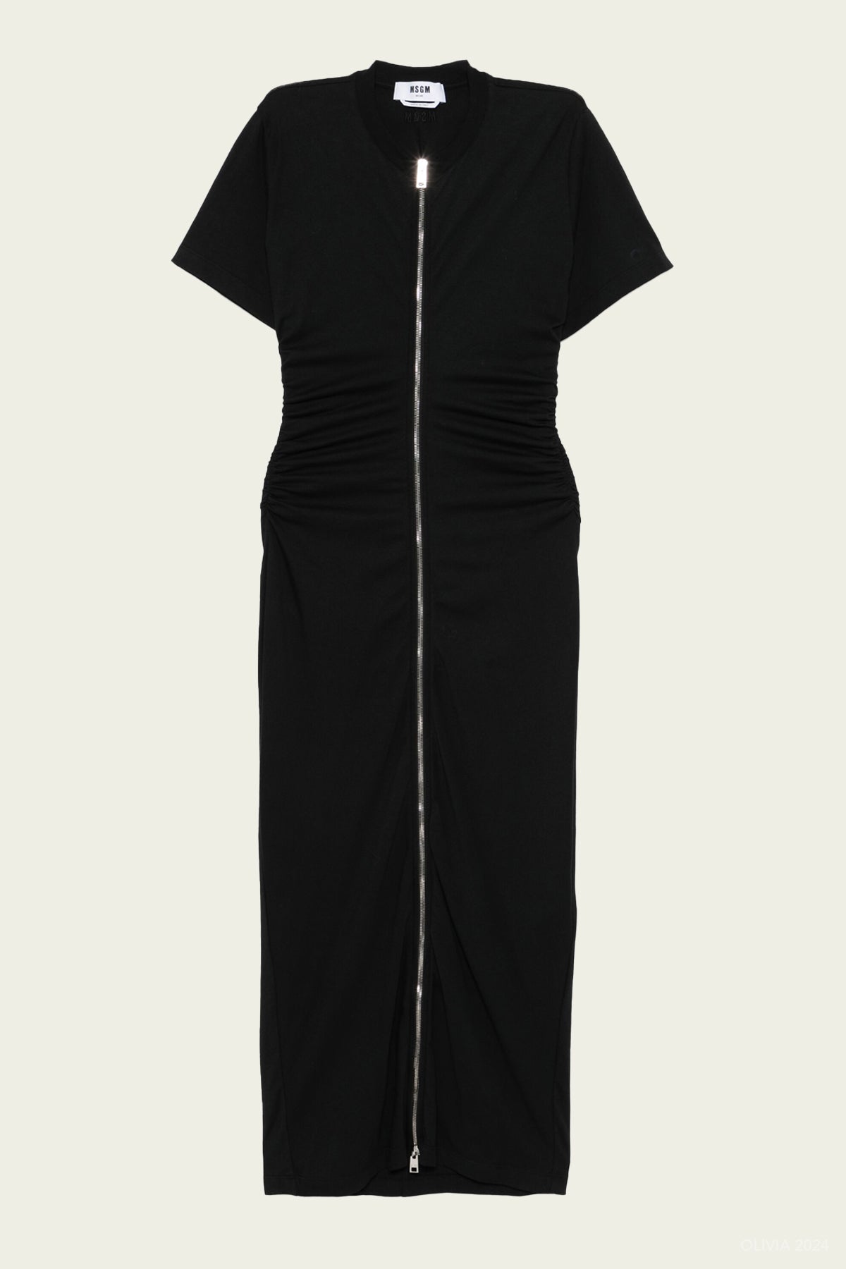 Maxi Dress with Zipper Detail in Black