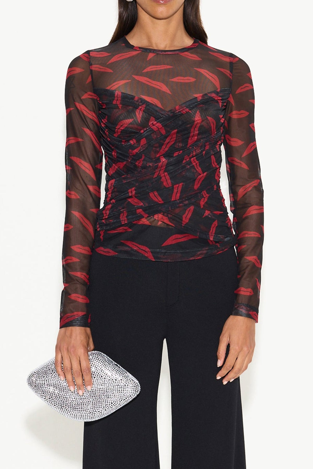 Kinny Mesh Top in Lip Print