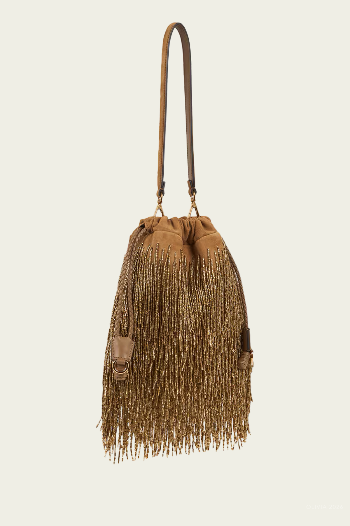 Small Suede Kalispera Bag in Gold