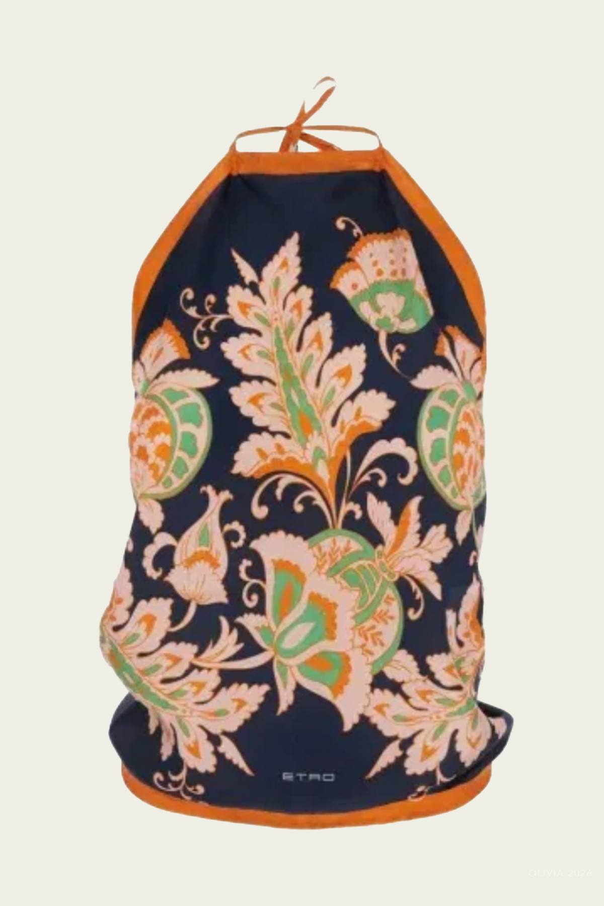 Floral-Print Silk Scarf Top in Blue Multicolor