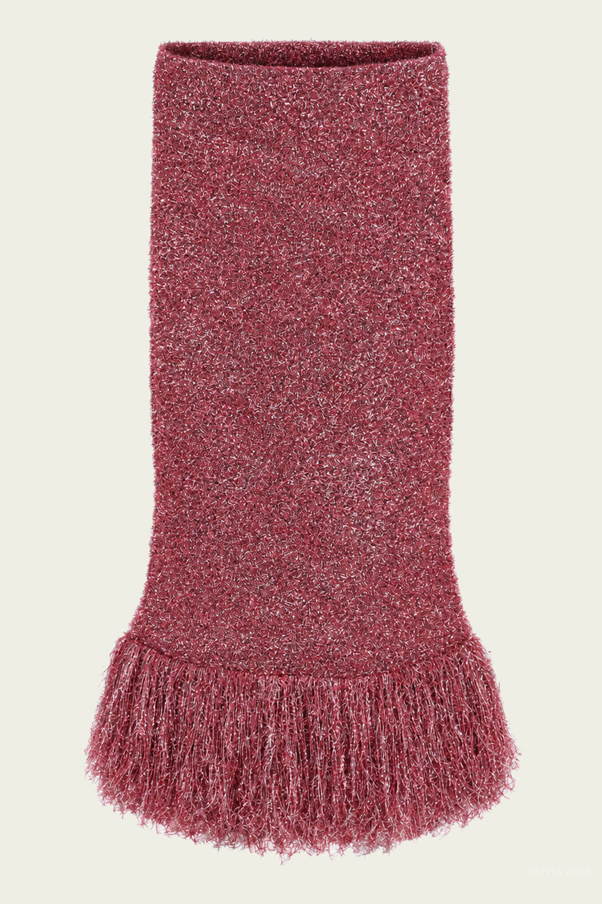 Brink Tinsel Knit Skirt in Metallic Pink
