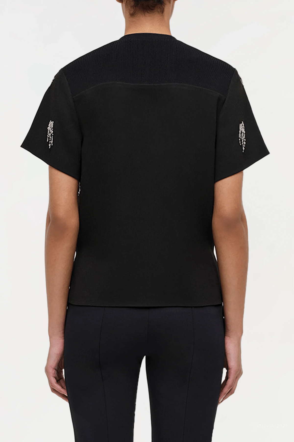 Abelia Embellished Top in Black - shop - olivia.com