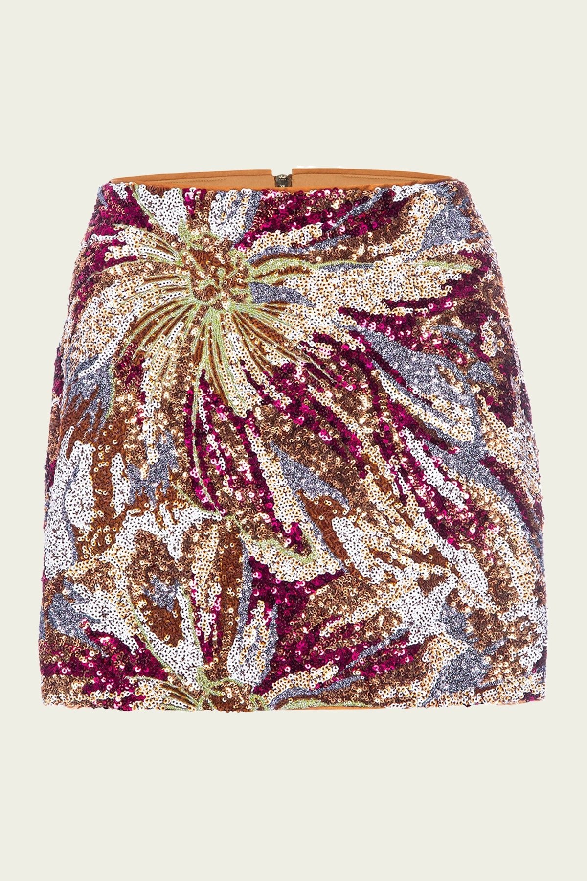 Abstract Floral Sequin Skirt in Multi - shop - olivia.com