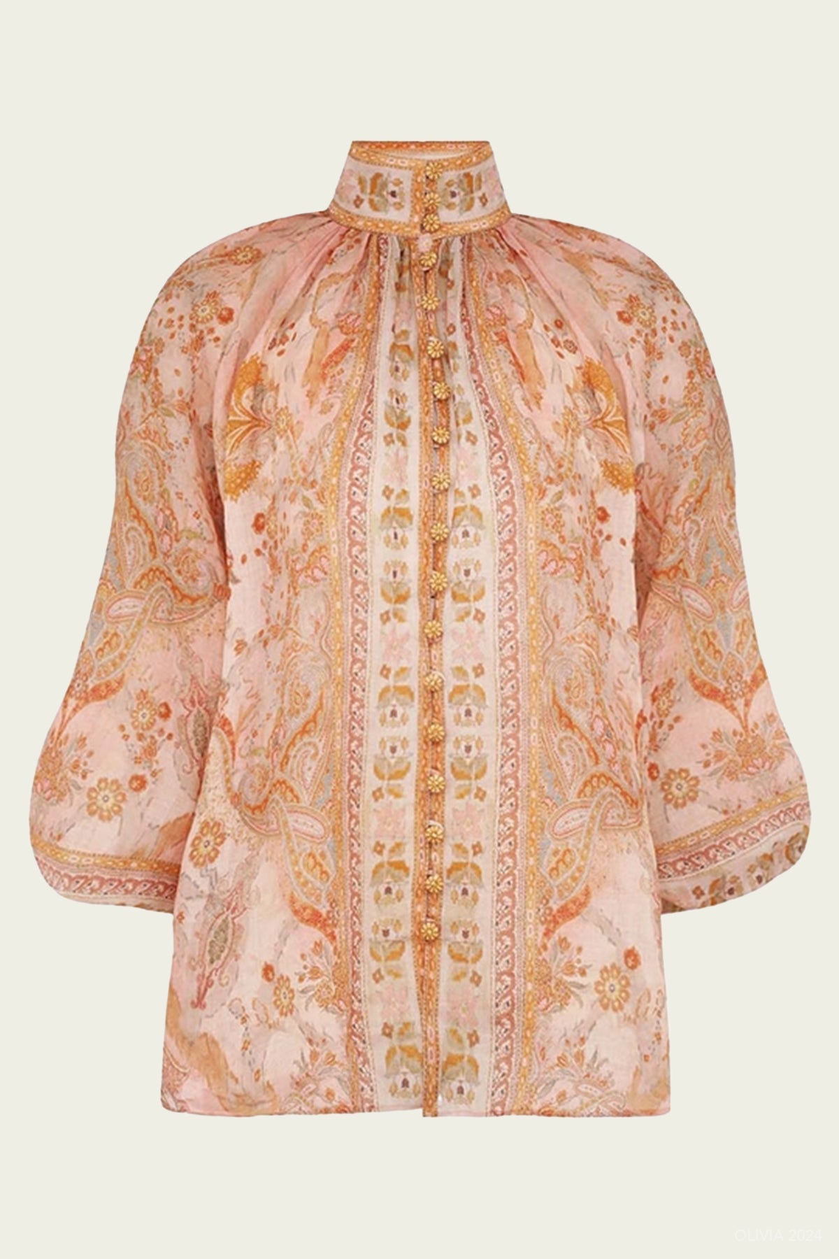 Acacia Billow Blouse in Cream Pink Multi - shop - olivia.com