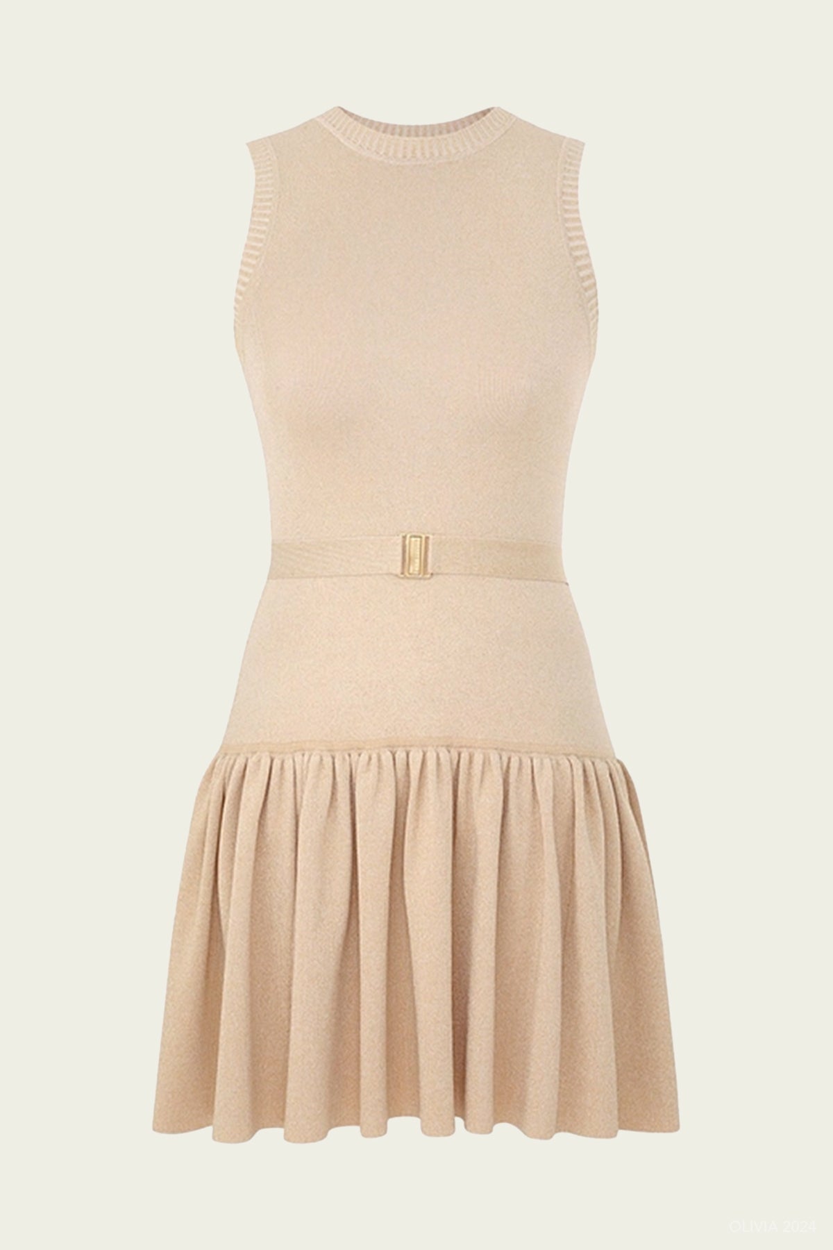 Acacia Metallic Mini Dress in Cream Gold - shop - olivia.com