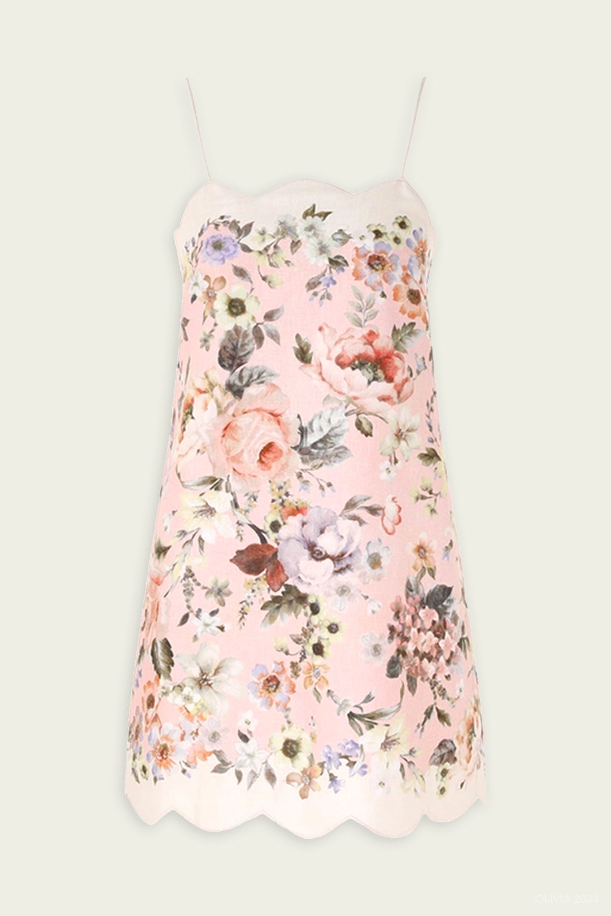 Acacia Scallop Mini Dress in Pink Floral - shop - olivia.com