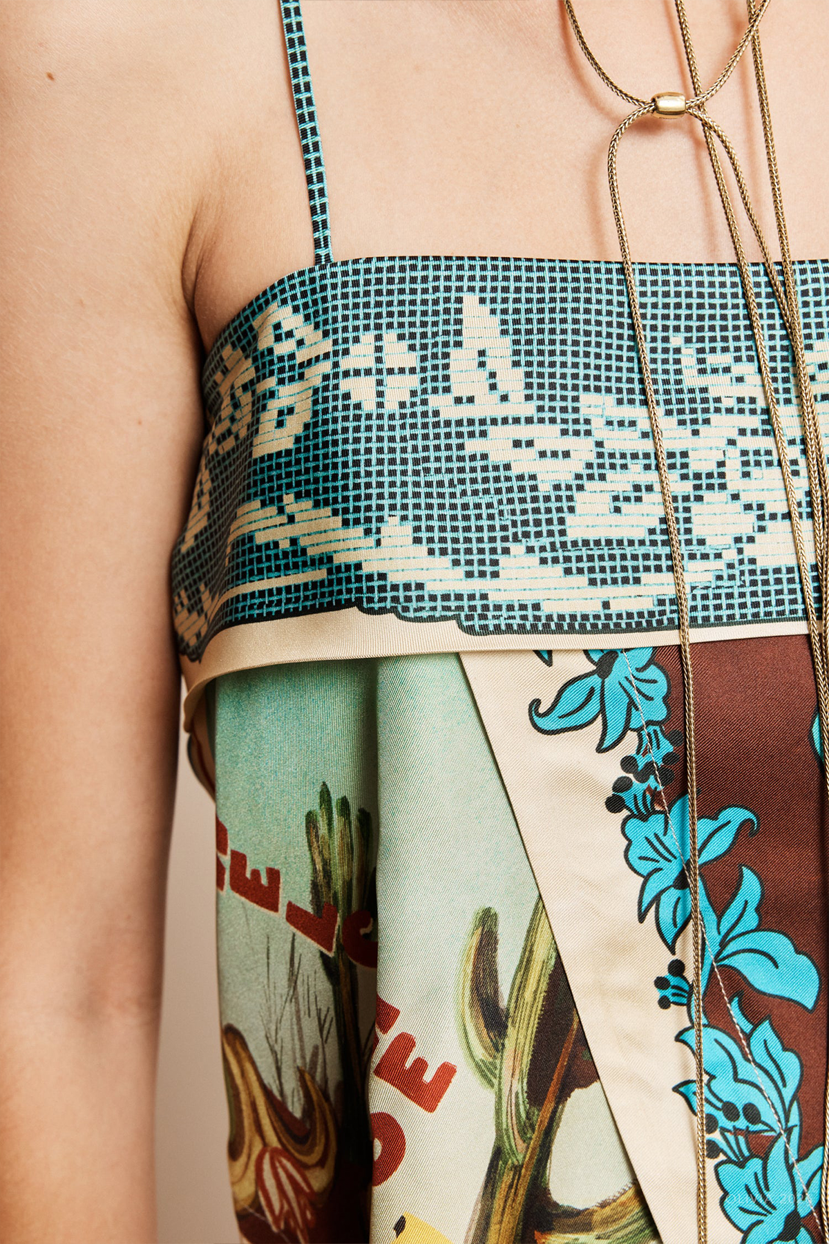 Ace Silk Scarf Top in Multicolor - shop-olivia.com