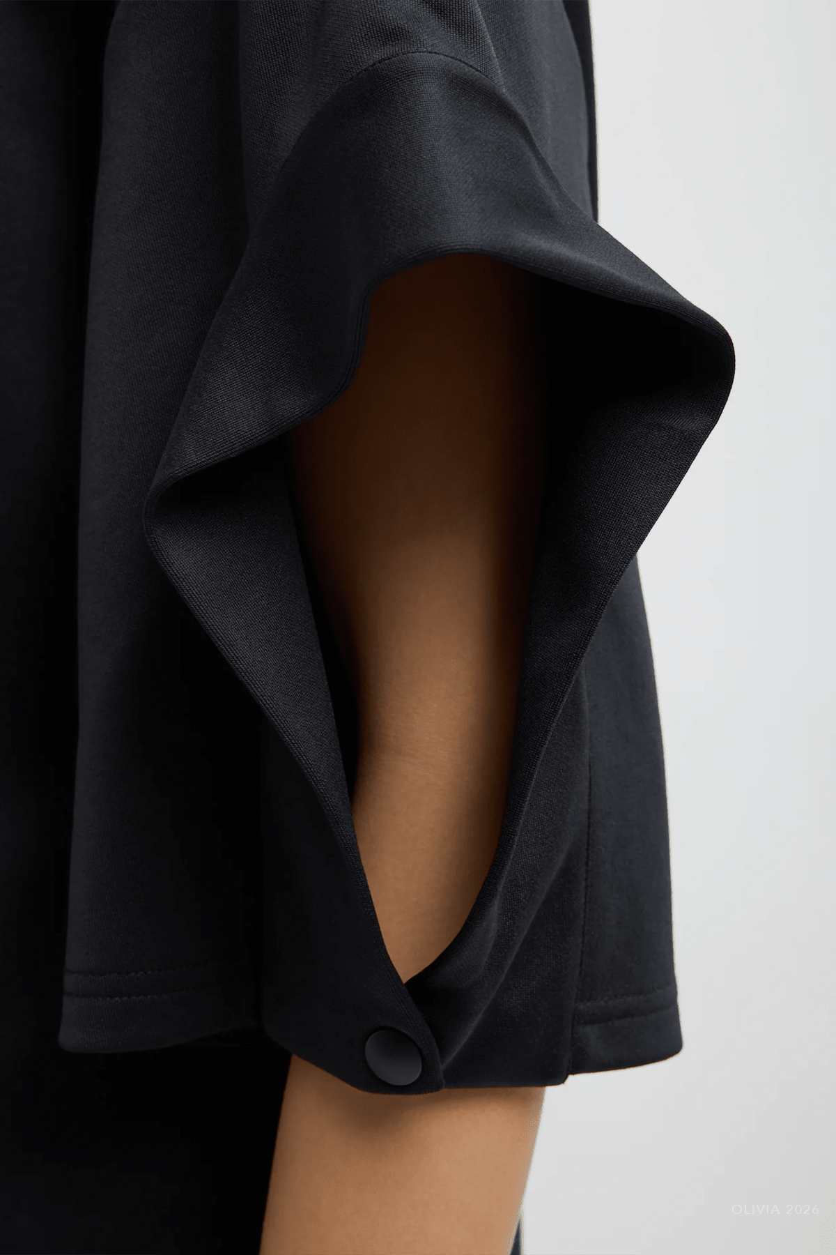 Active Knit Easy Drape Sleeve T-Shirt in Black - shop-olivia.com